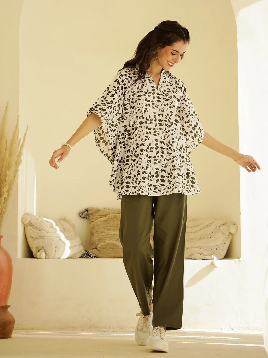 Leaf Printed Co-ords Set for Women - SanskrutiHomes 