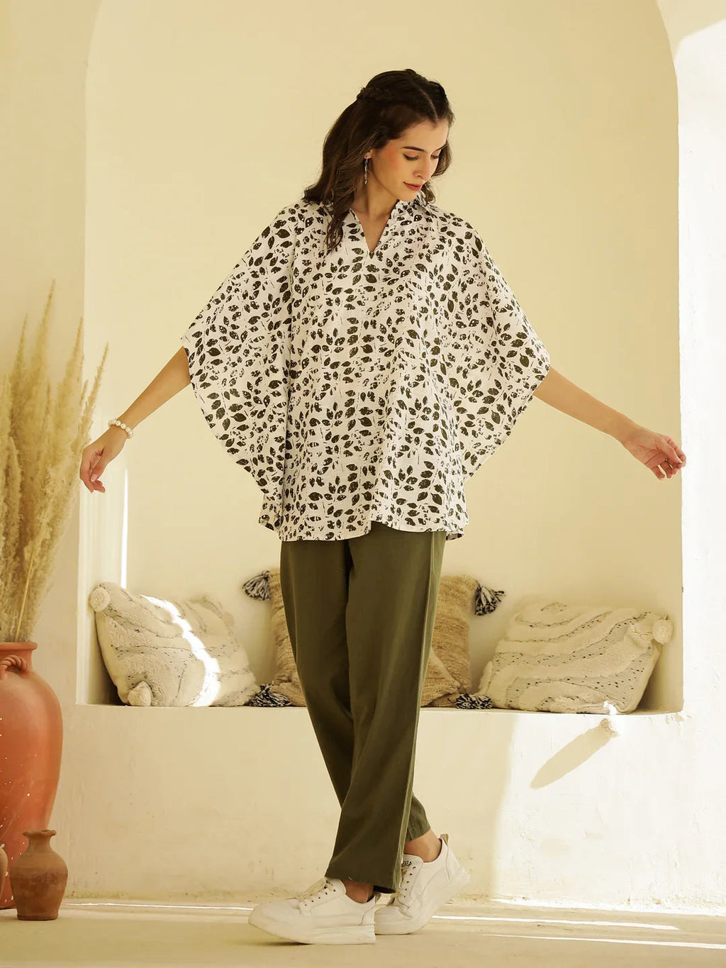 Leaf Printed Co-ords Set for Women - SanskrutiHomes 