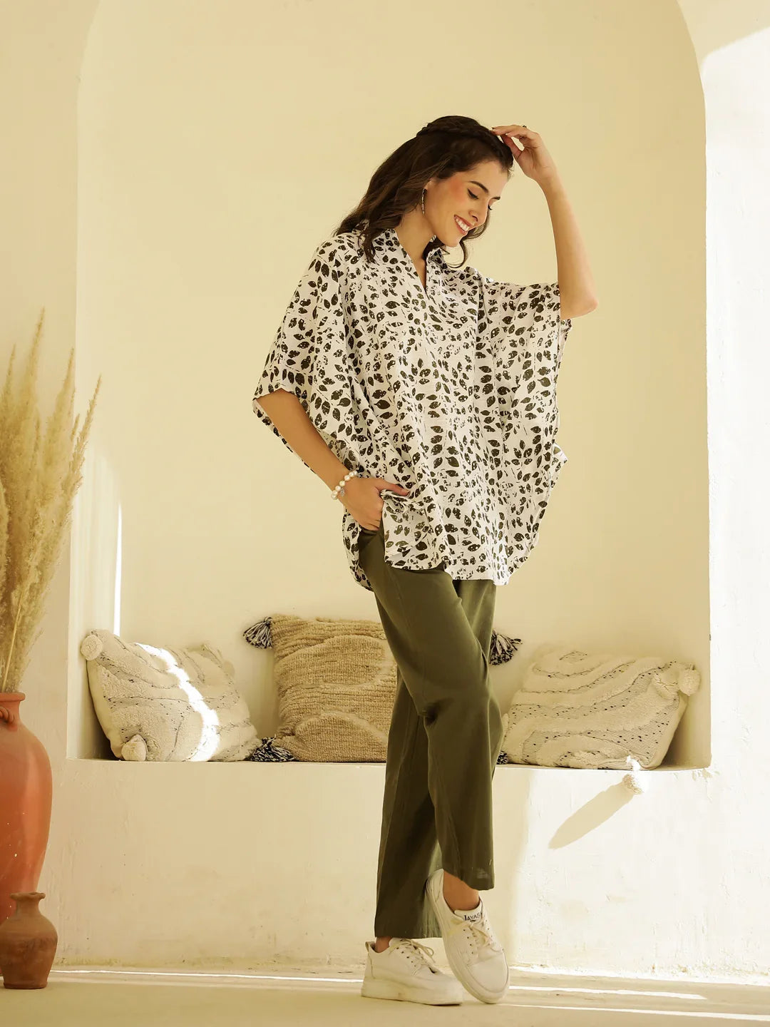 Leaf Printed Co-ords Set for Women - SanskrutiHomes 