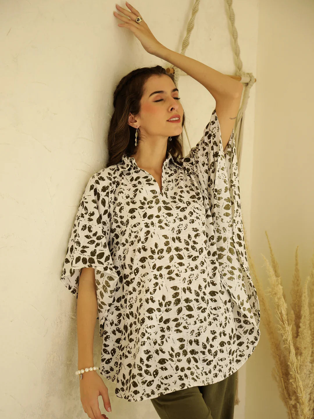 Leaf Printed Co-ords Set for Women - SanskrutiHomes 