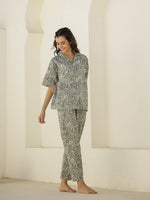 Cream Color Floral Printed Night Suit - SanskrutiHomes 