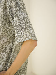 Cream Color Floral Printed Night Suit - SanskrutiHomes 