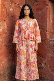 Multicolor Floral Print Muslin Co-Ord Set For Women
