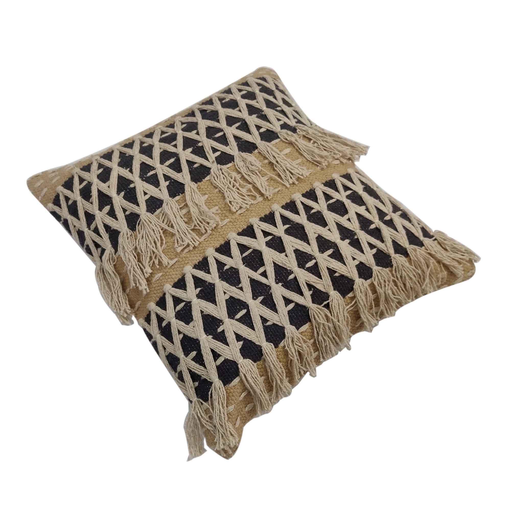 Tassle Hand-made Set of Two Cotton Cushion Covers - SanskrutiHomes 