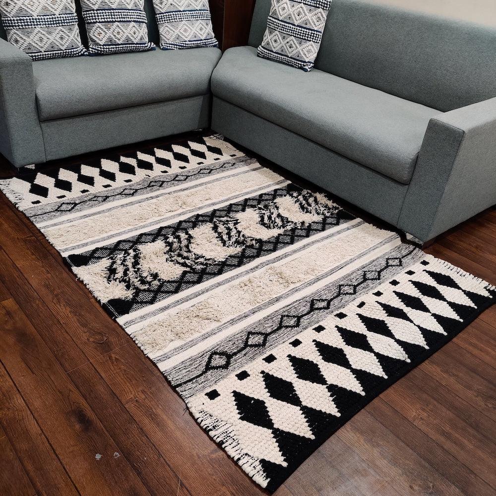 Hand-weaved 100% Cotton Multi-color Rug - SanskrutiHomes 