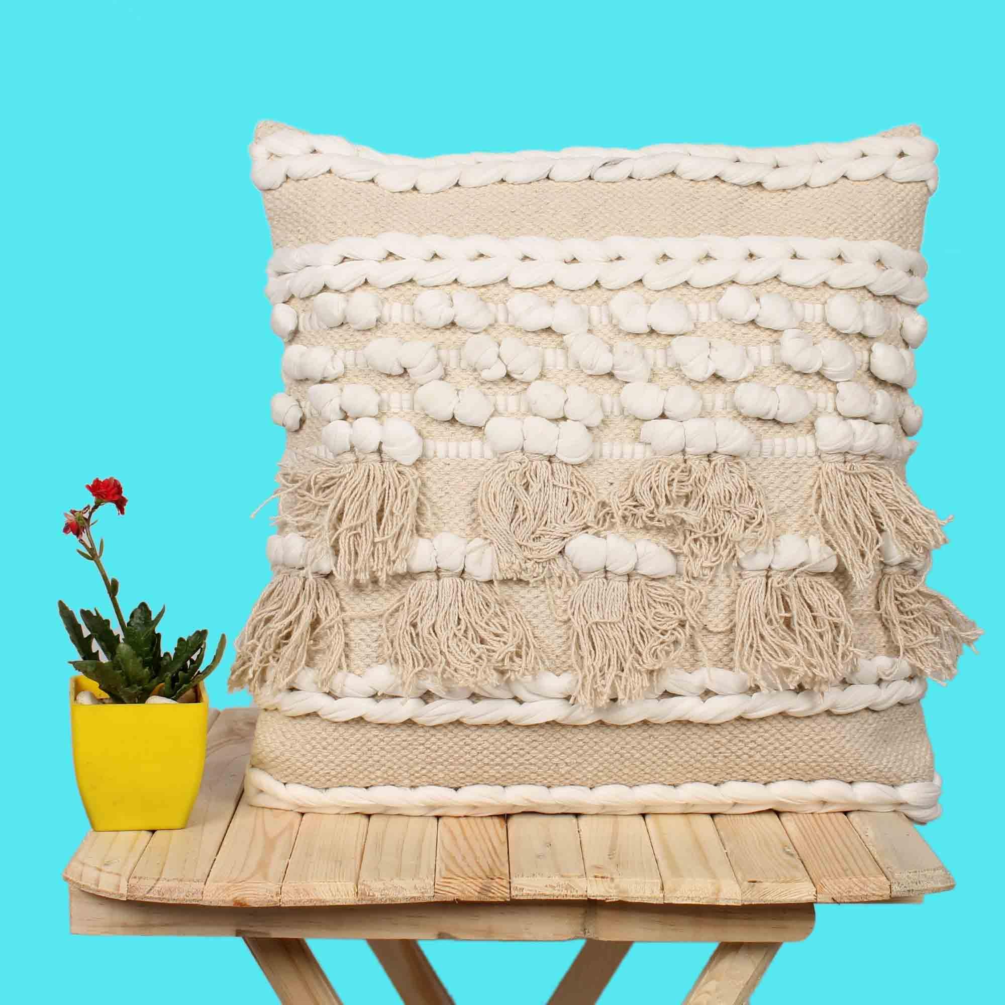 Hand-made 100 % Cotton woven Cushion Covers - SanskrutiHomes 