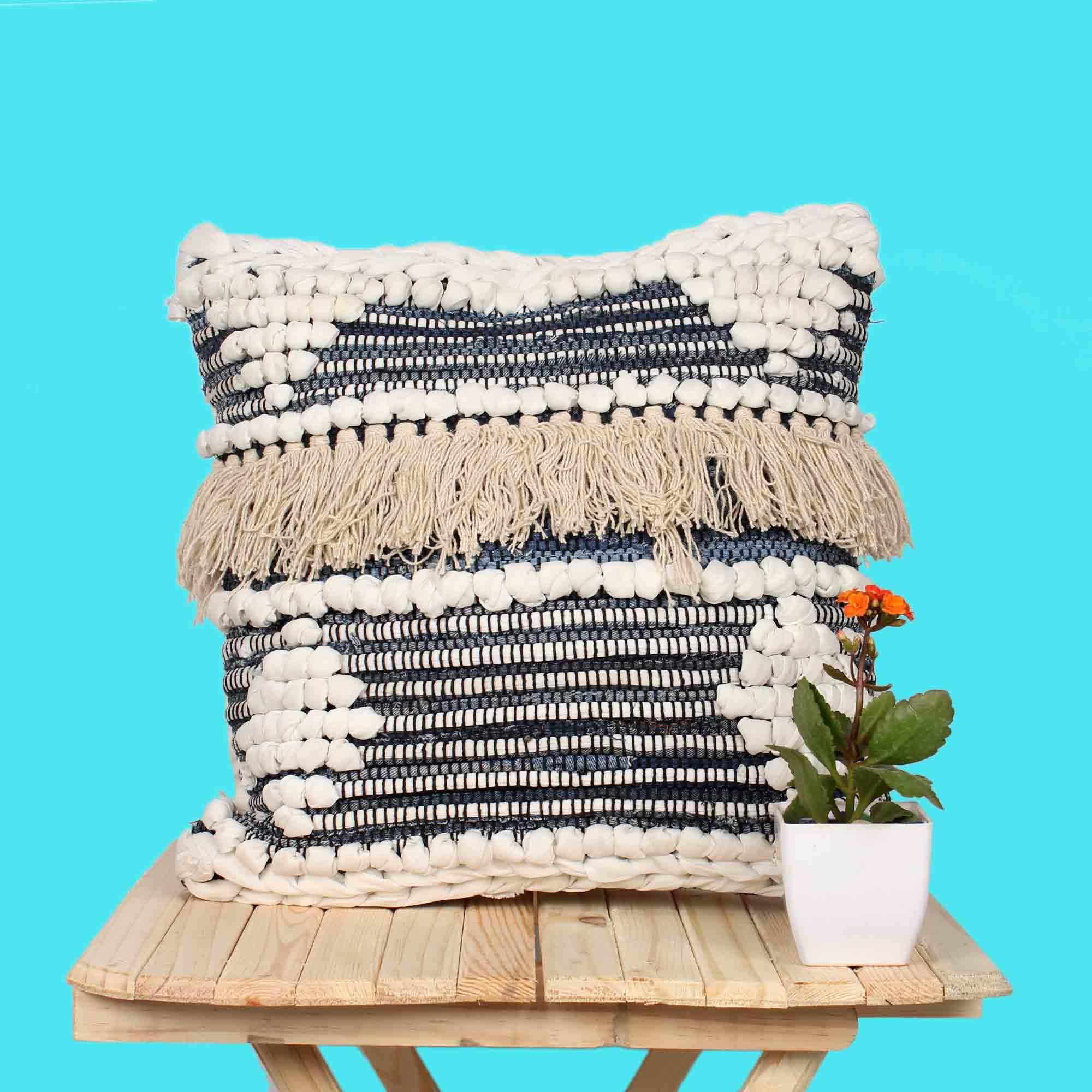 Hand-made Cotton woven Cushion Covers - SanskrutiHomes 