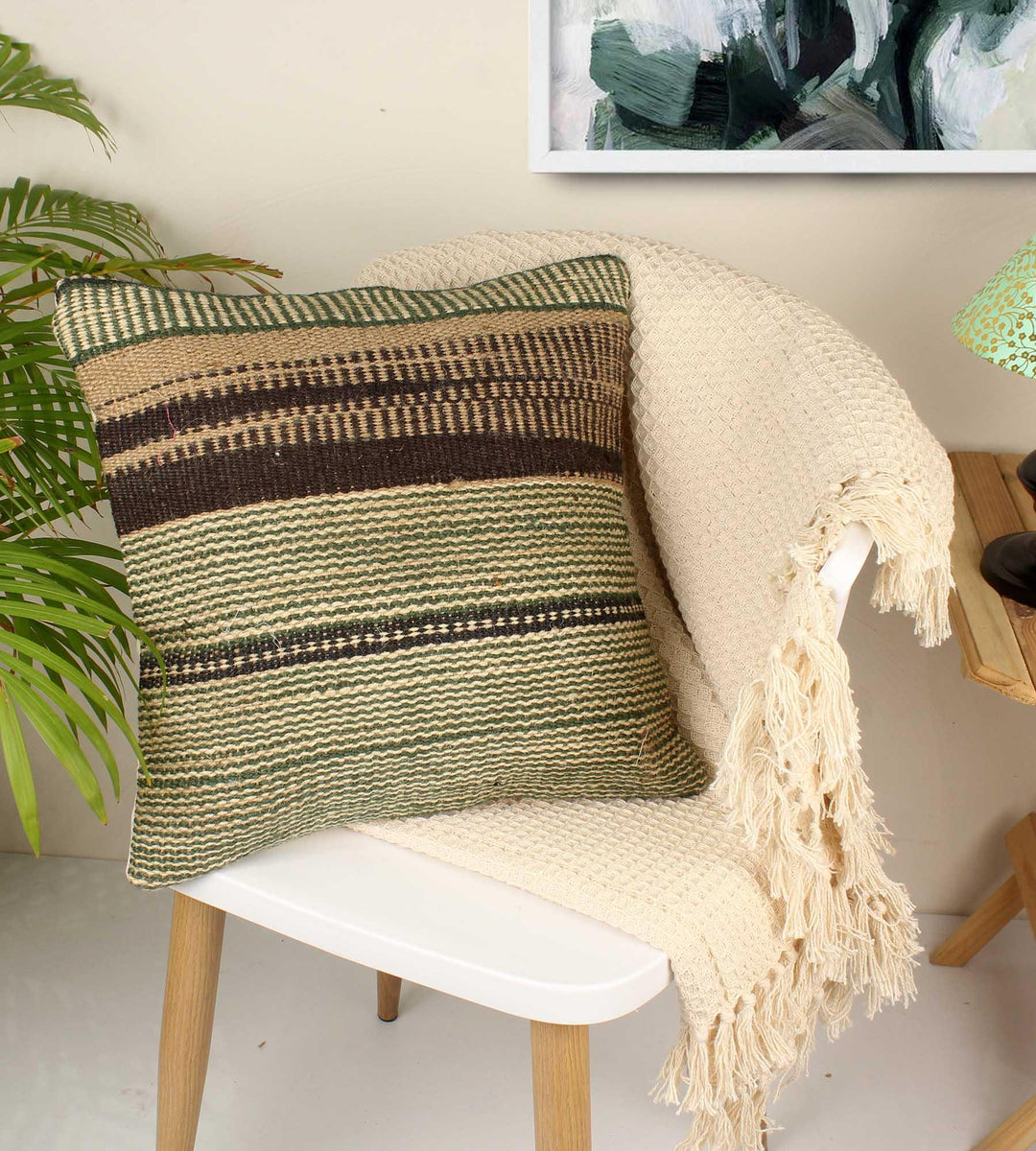 Designer Hand-made Jute Cushion Cover - SanskrutiHomes 