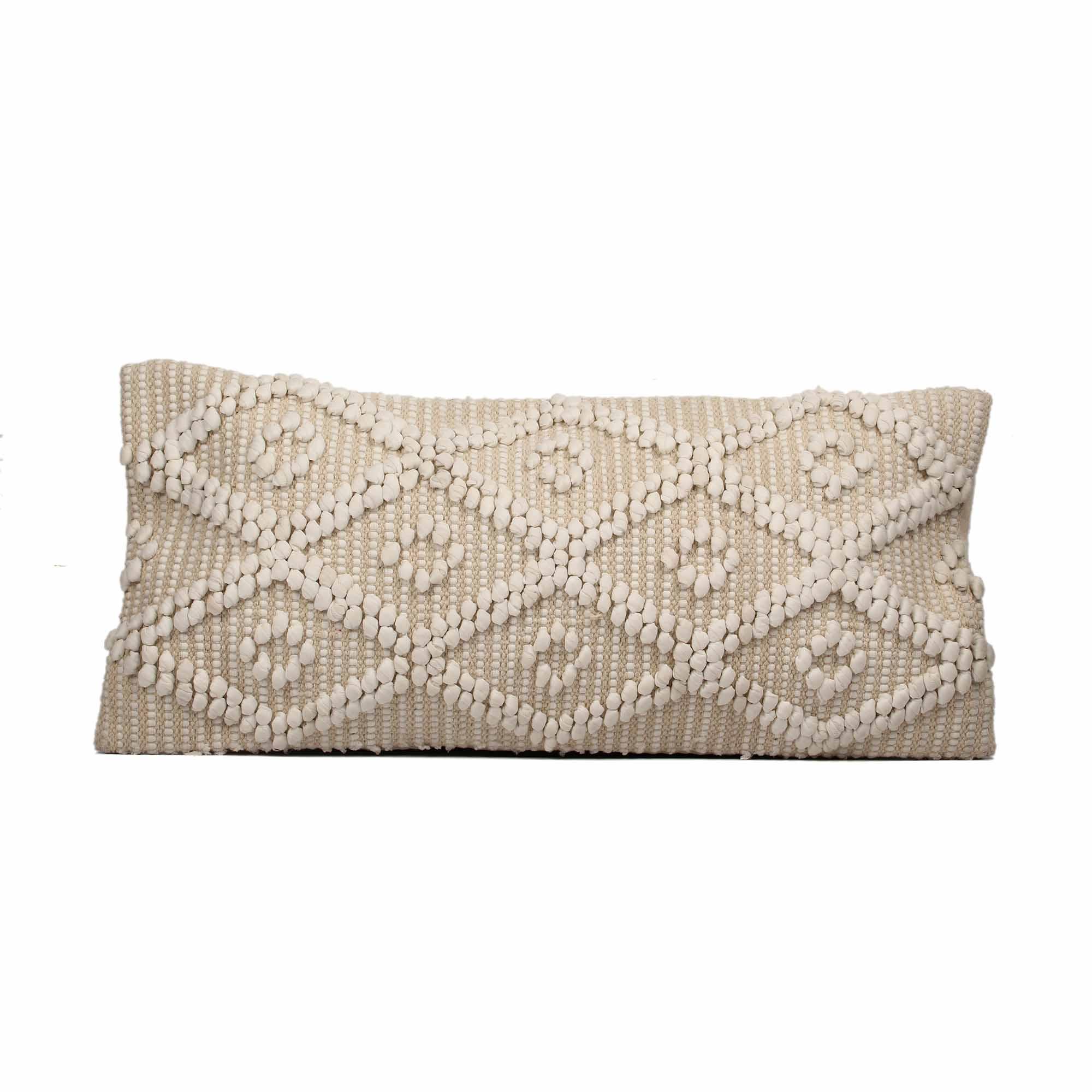 Hand-made Cotton Off-White Pillow Cover - SanskrutiHomes 