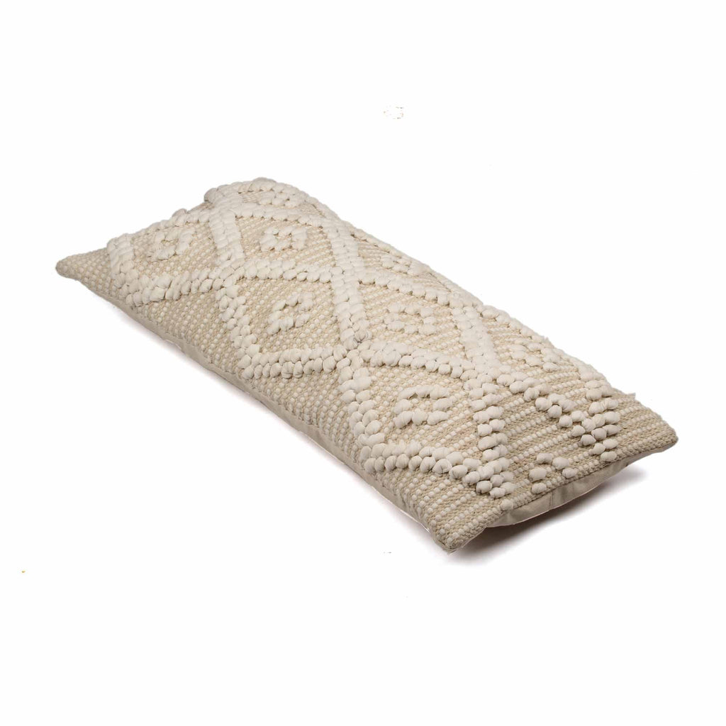 Hand-made Cotton Off-White Pillow Cover - SanskrutiHomes 
