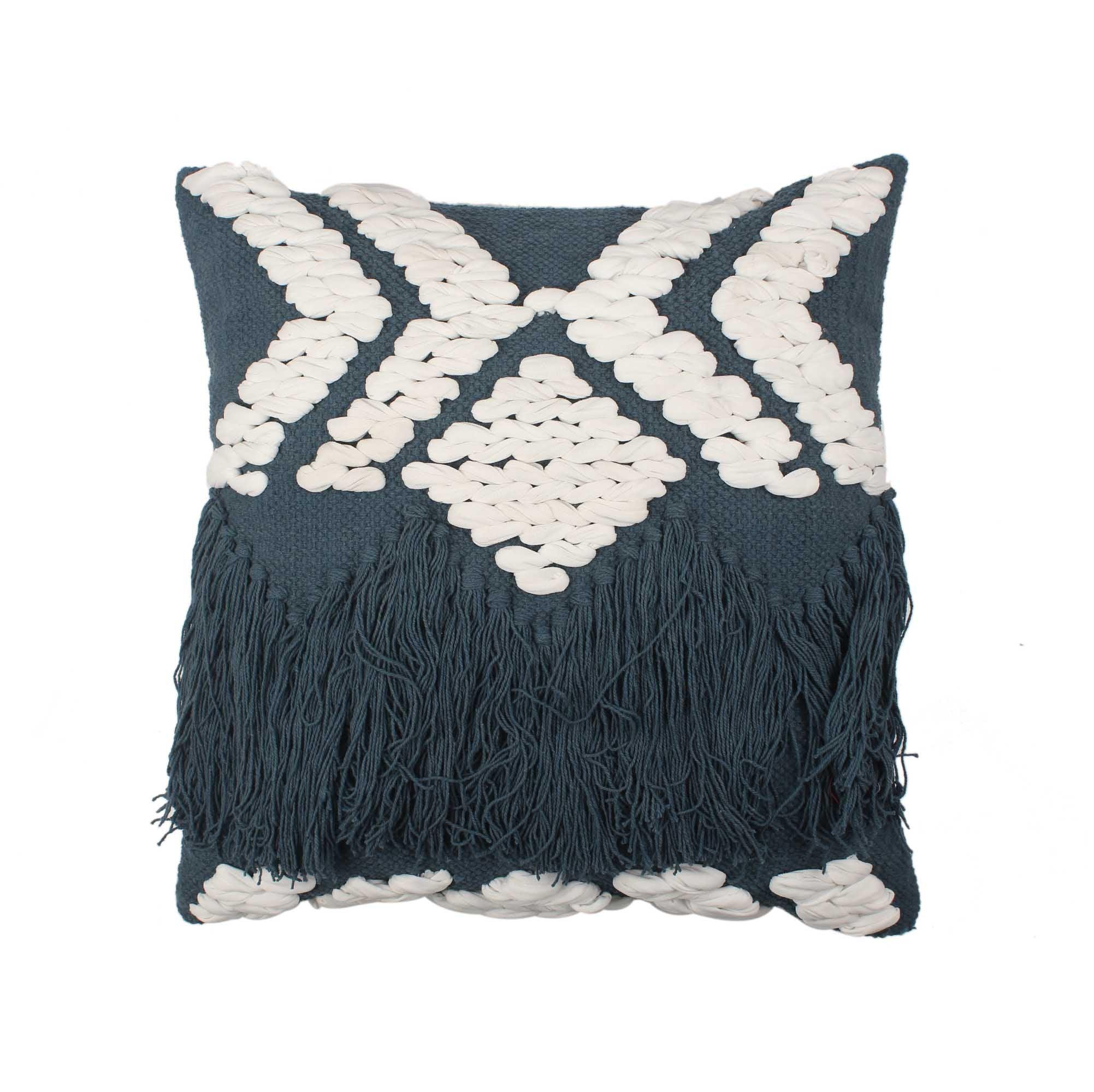 Hand-made Cotton NAVY BLUE Cushion Cover - SanskrutiHomes 