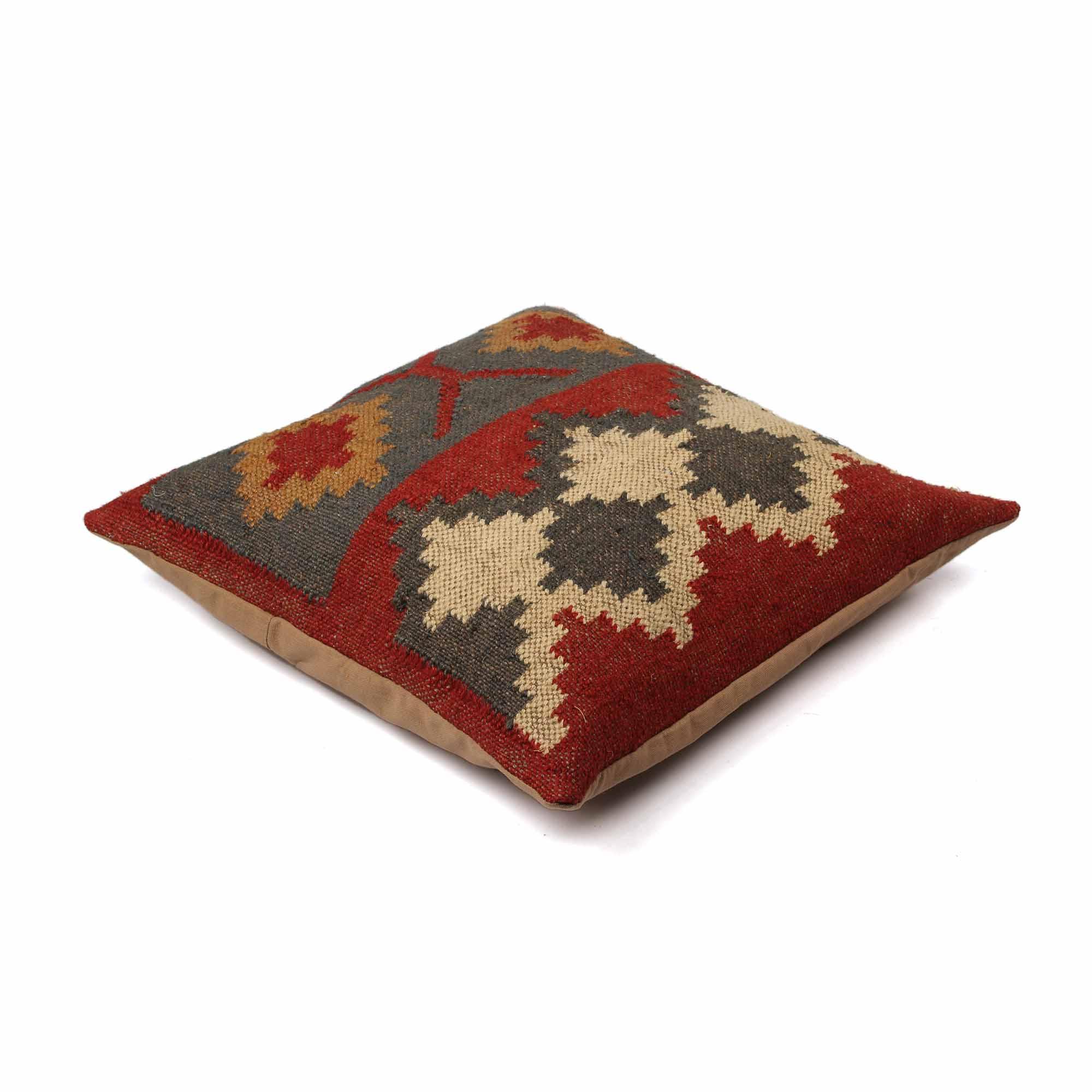 Hand-made Jute Multicolor Cushion Cover - SanskrutiHomes 