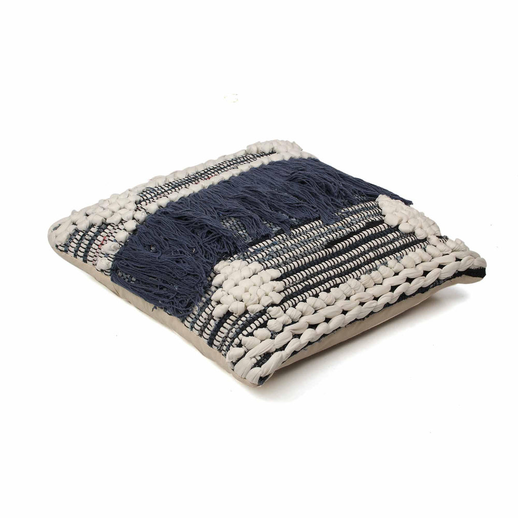 Hand-made Cotton Blue Cushion Cover - SanskrutiHomes 