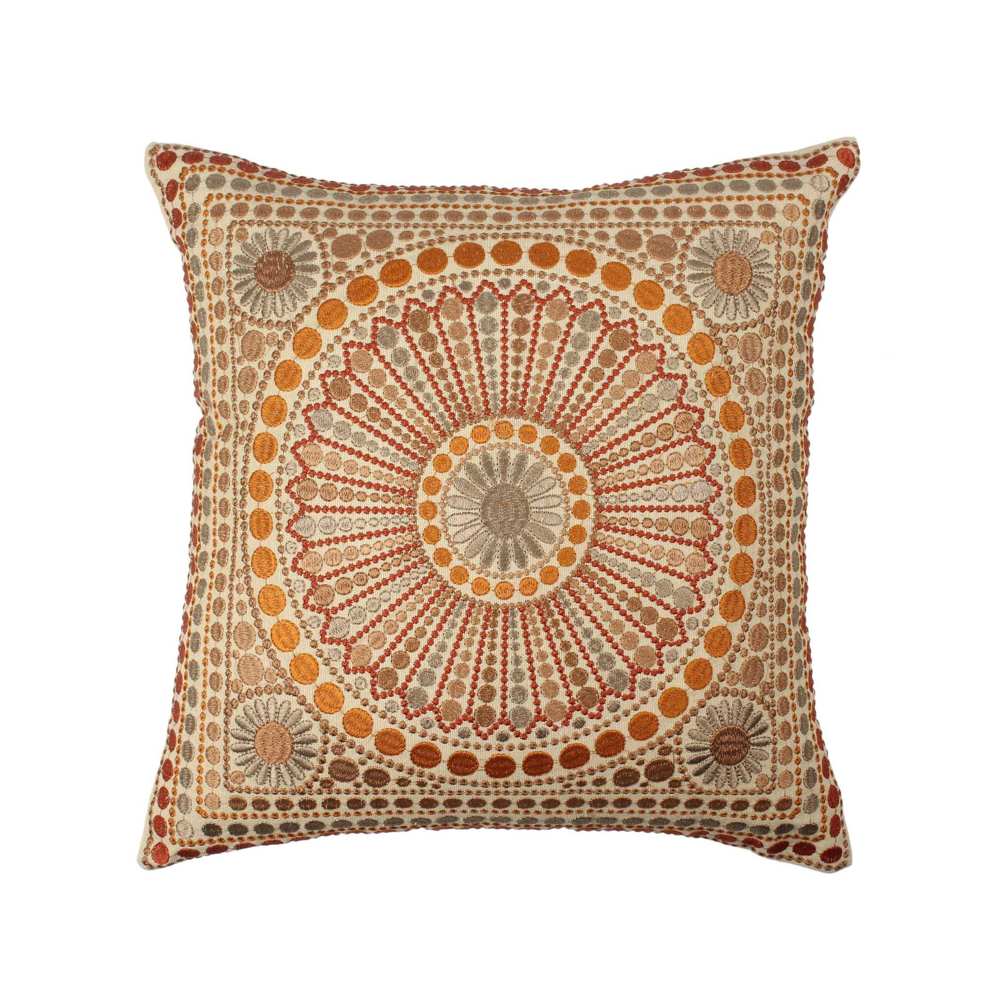 Multi-color Embroidered Cotton Cushion Cover - SanskrutiHomes 