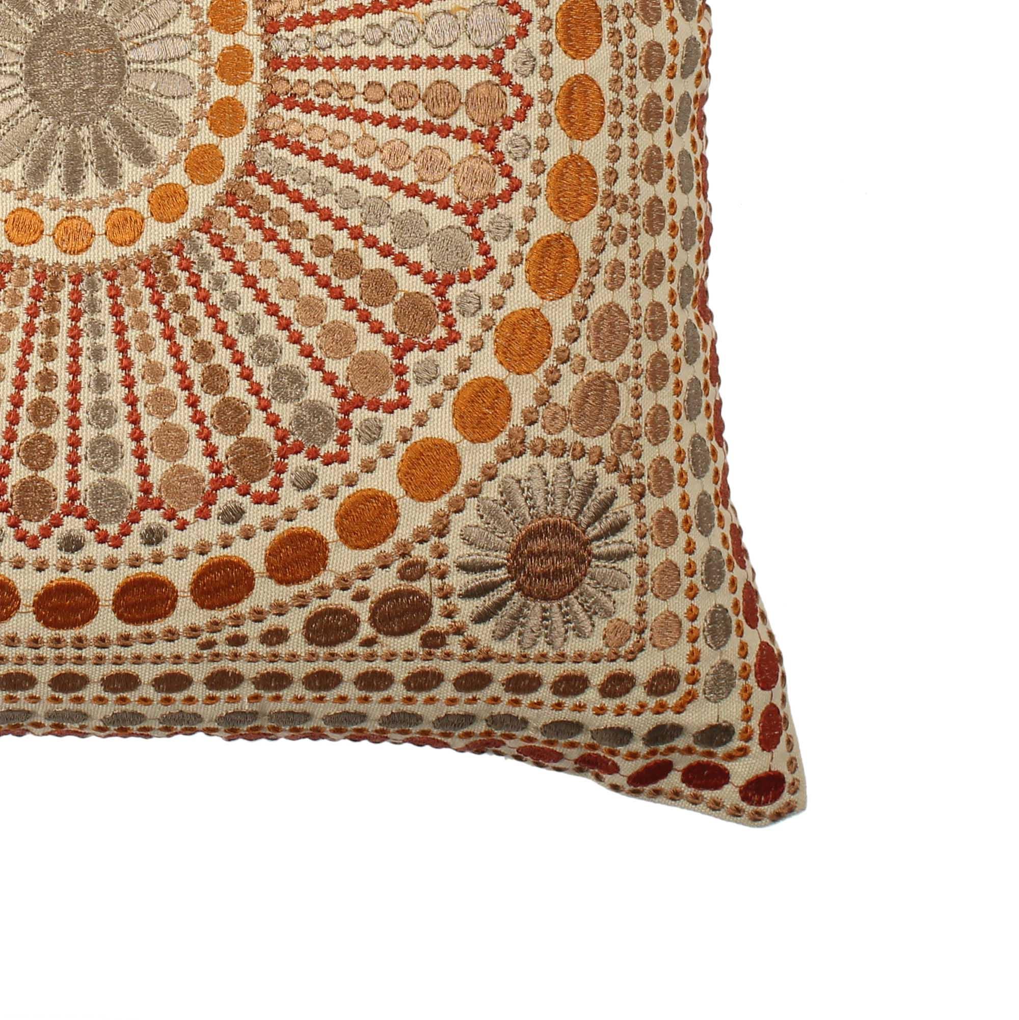 Multi-color Embroidered Cotton Cushion Cover - SanskrutiHomes 