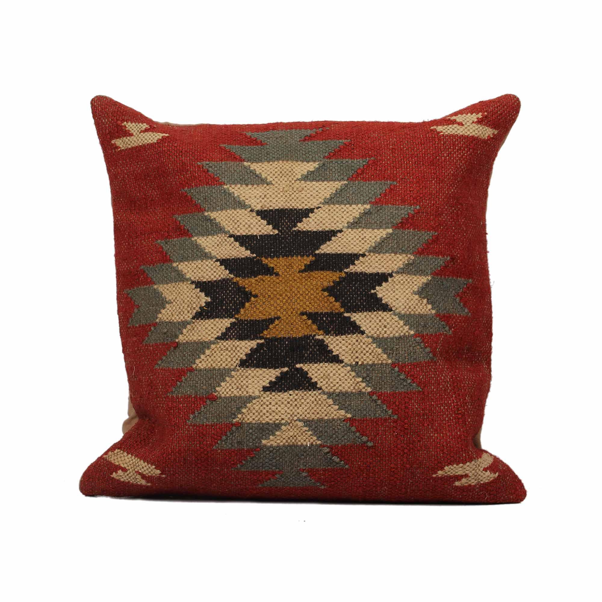 Hand-made Jute Multicolor Cushion Cover - SanskrutiHomes 