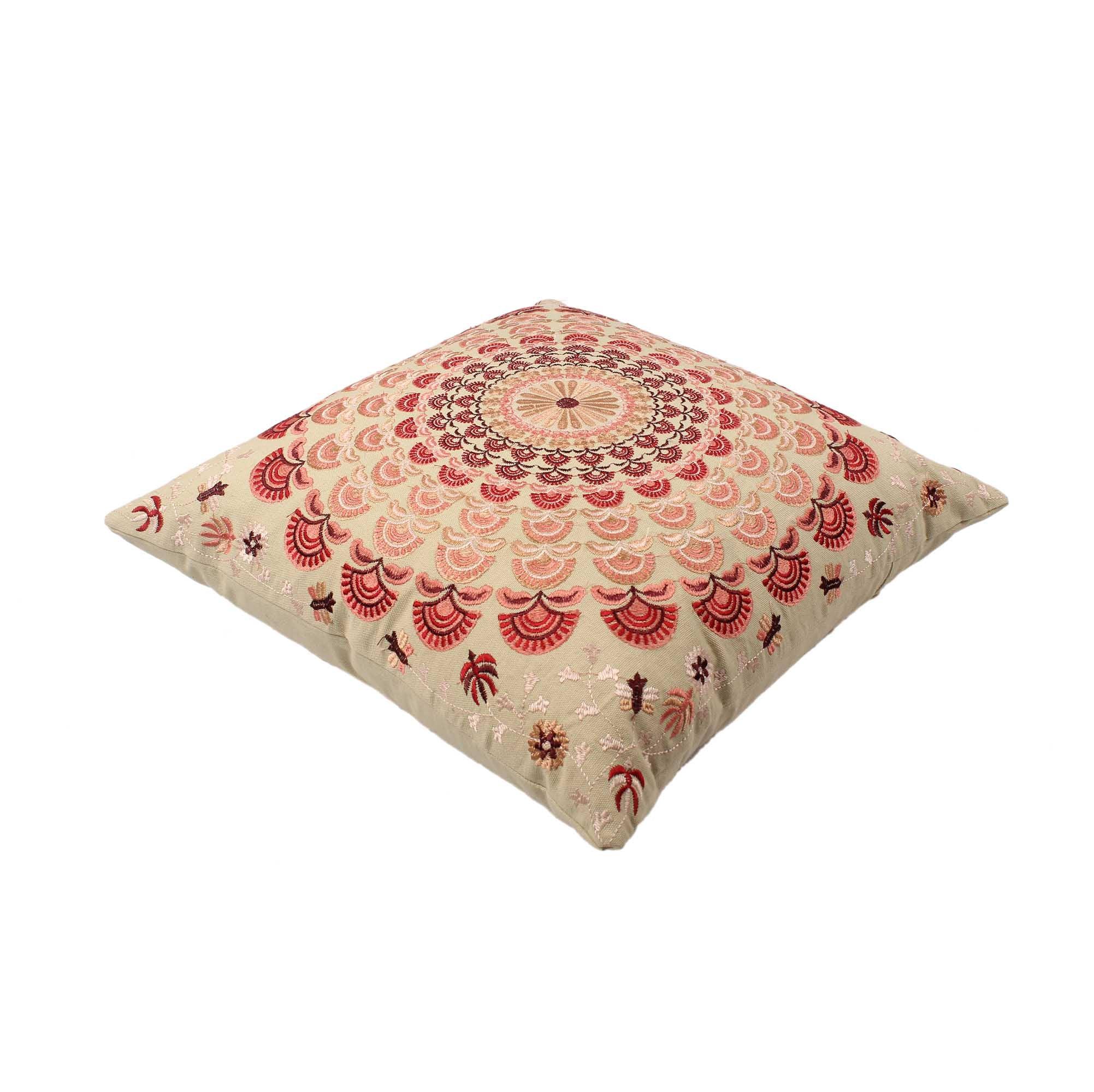 Multi-color Embroidered Cotton Cushion Cover - SanskrutiHomes 