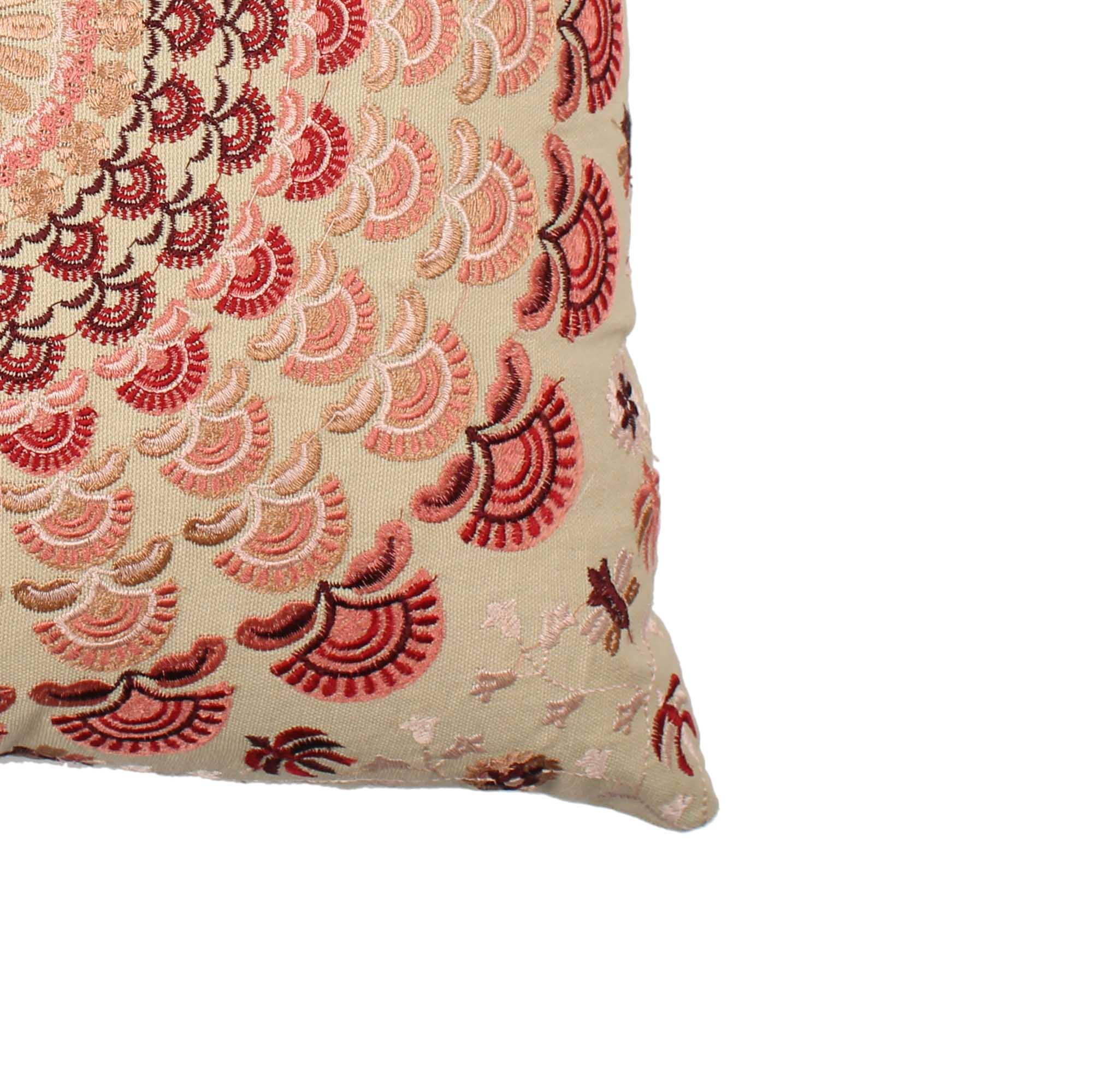 Multi-color Embroidered Cotton Cushion Cover - SanskrutiHomes 