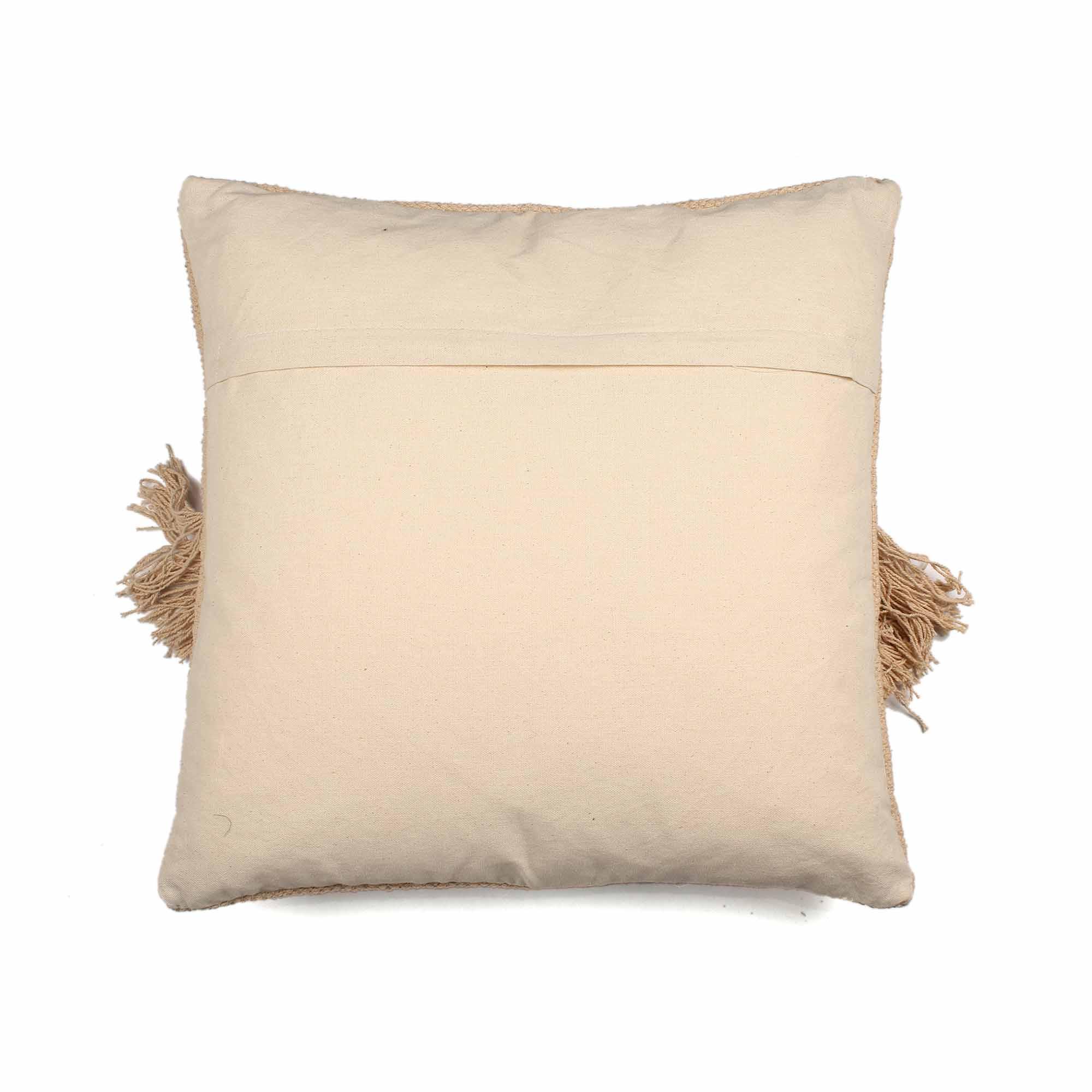 Hand-made Cotton Beige Cushion Cover - SanskrutiHomes 