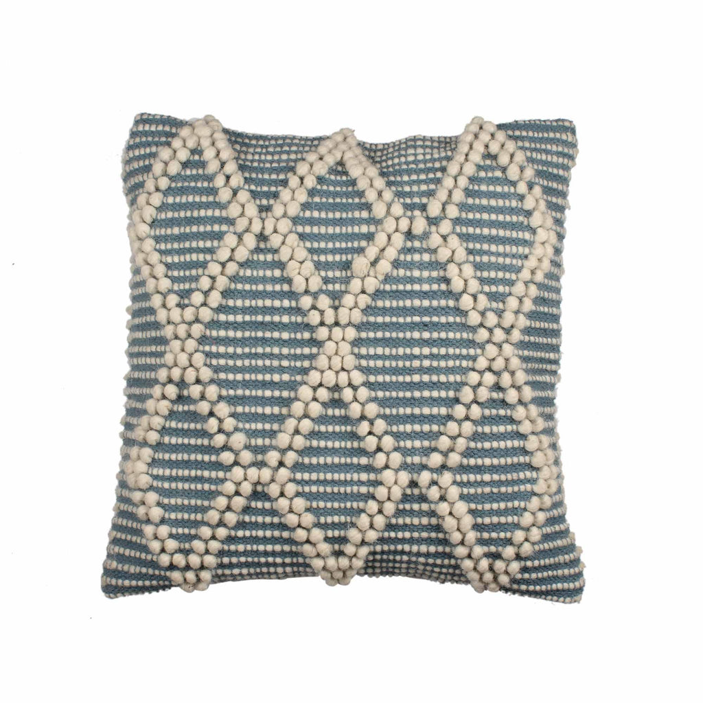 Hand-made Cotton Teal Cushion Cover - SanskrutiHomes 
