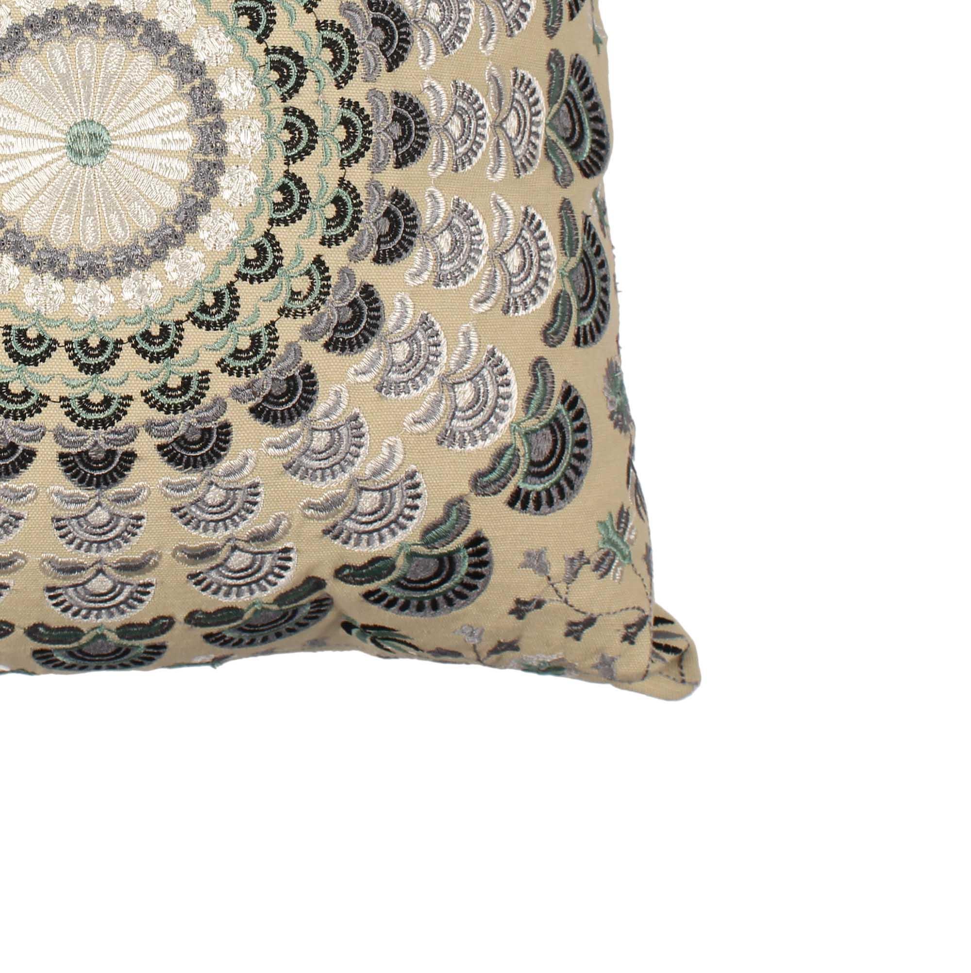 Hand Embroidered Cotton Multicolor Cushion Cover - SanskrutiHomes 