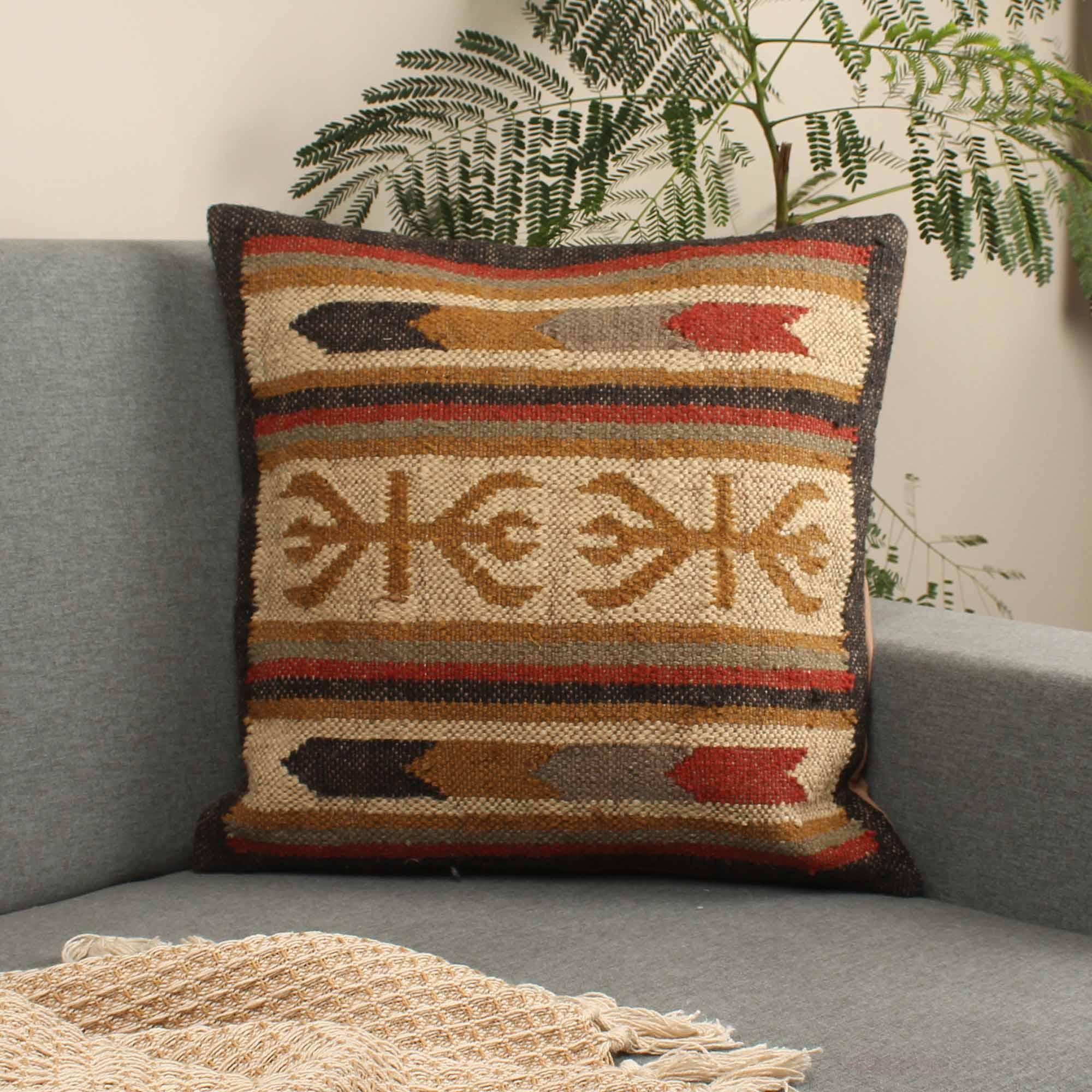 Designer Hand-made Jute Cushion Cover - SanskrutiHomes 