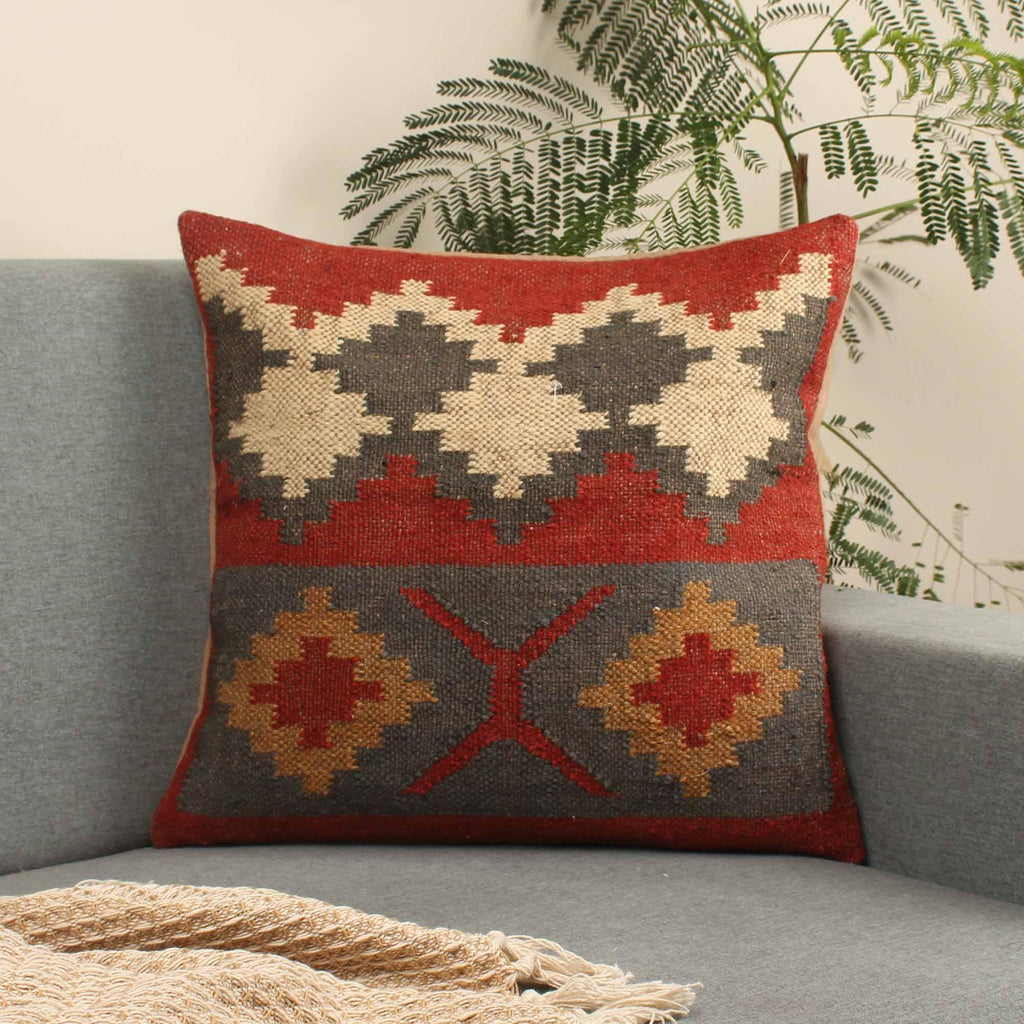 Ikhats Set of 3 Jute Multicolor Cushion Cover - SanskrutiHomes 