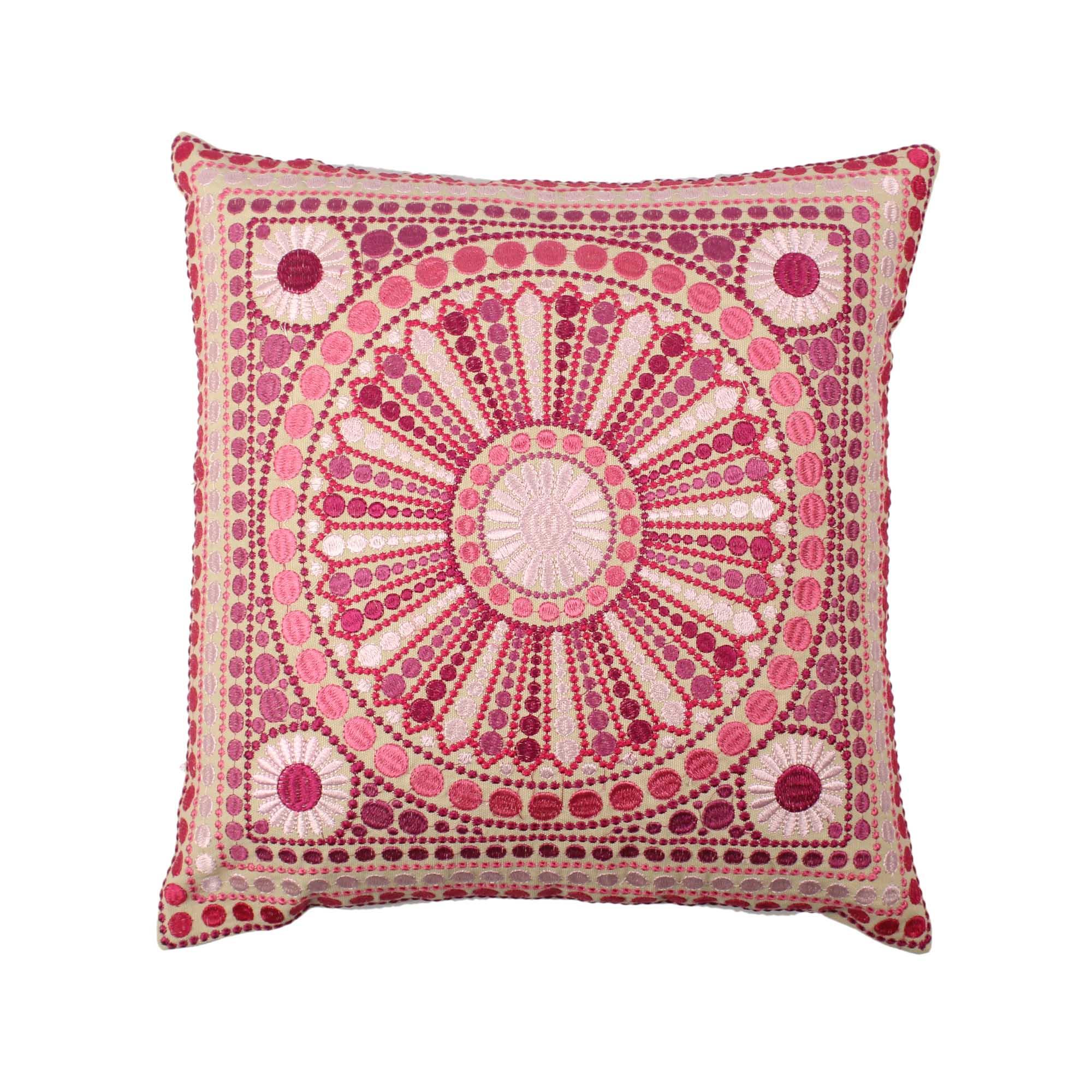 Hand Embroidered Cotton Multicolor Cushion Cover - SanskrutiHomes 