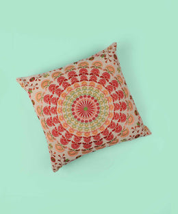 Hand Embroidered Cotton Multicolor Cushion Cover - SanskrutiHomes 