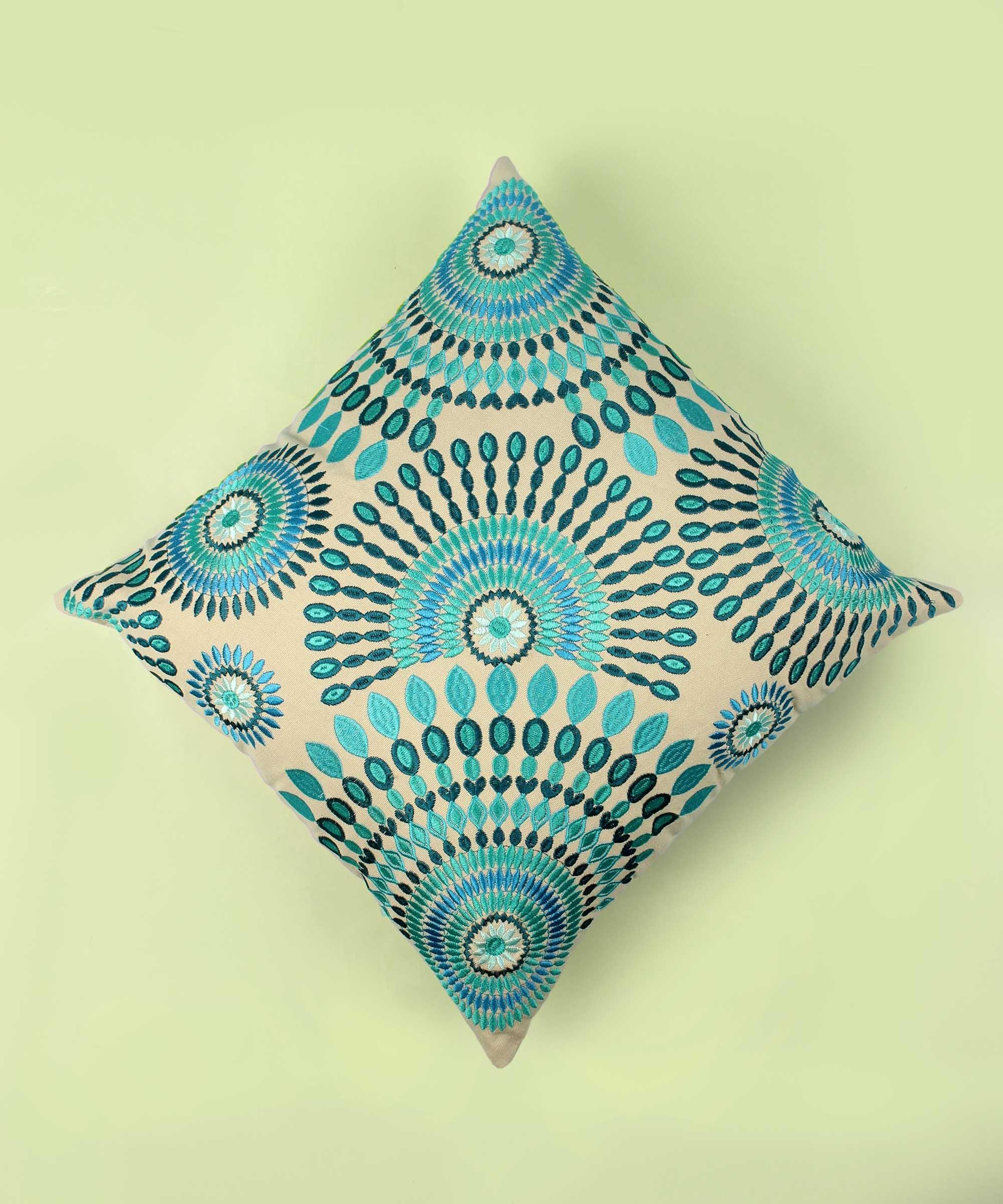 Embroidered Cotton Multicolor Cushion Cover - SanskrutiHomes 