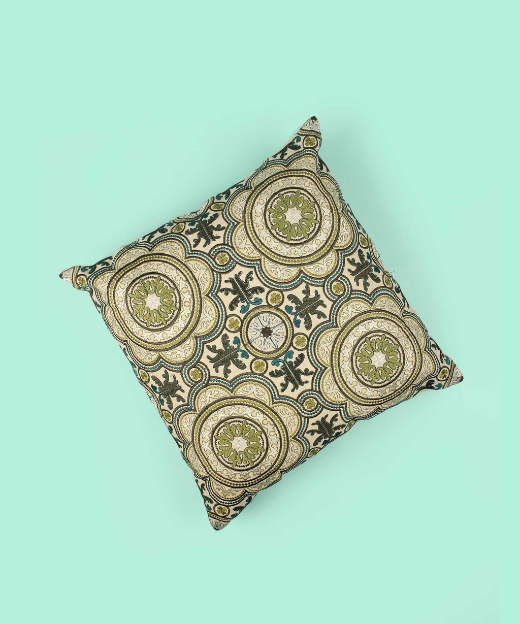 Green Cotton Cushion Cover - SanskrutiHomes 