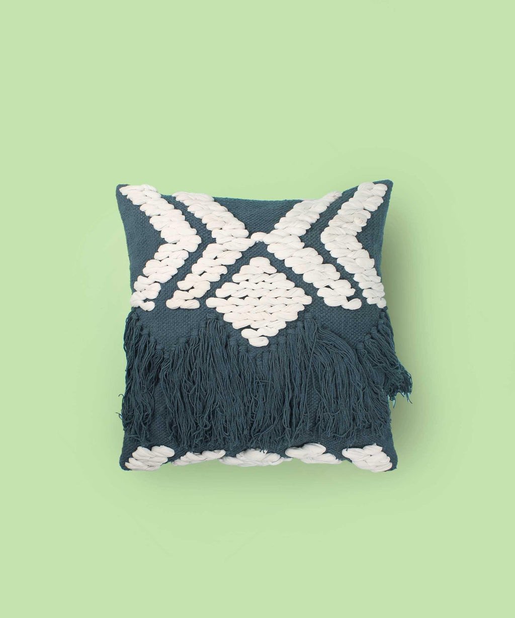 Hand-made Cotton NAVY BLUE Cushion Cover - SanskrutiHomes 