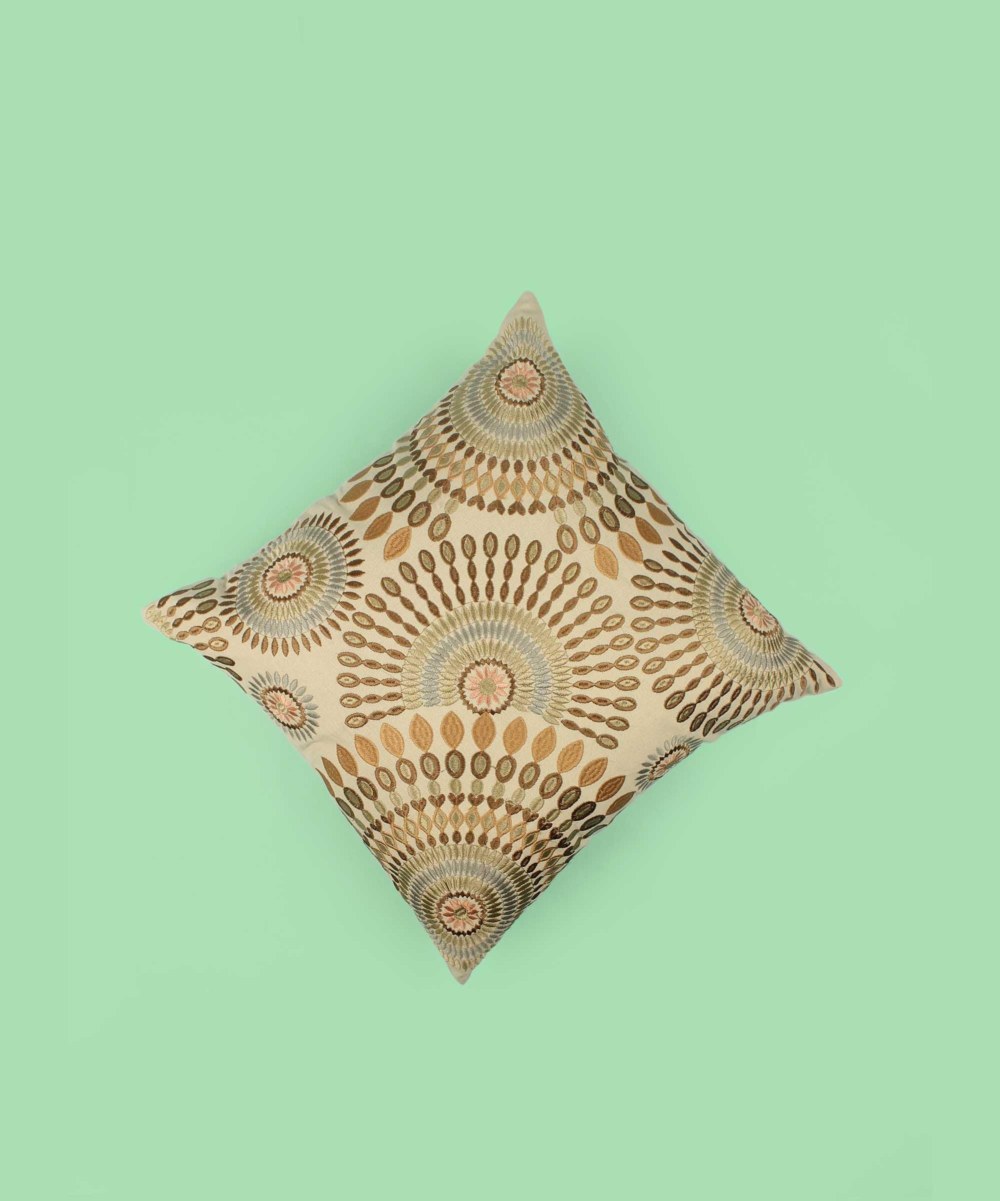 Embroidered Cotton Multicolor Cushion Cover - SanskrutiHomes 