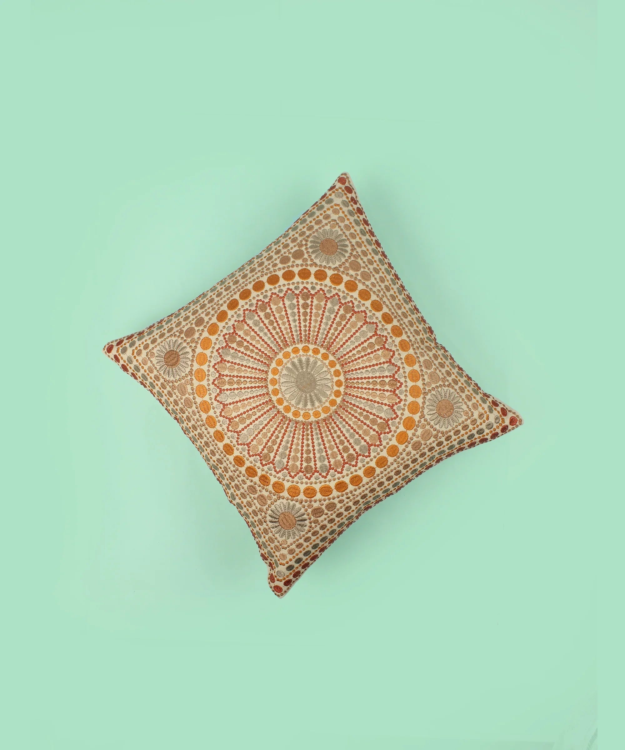 Multi-color Embroidered Cotton Cushion Cover - SanskrutiHomes 
