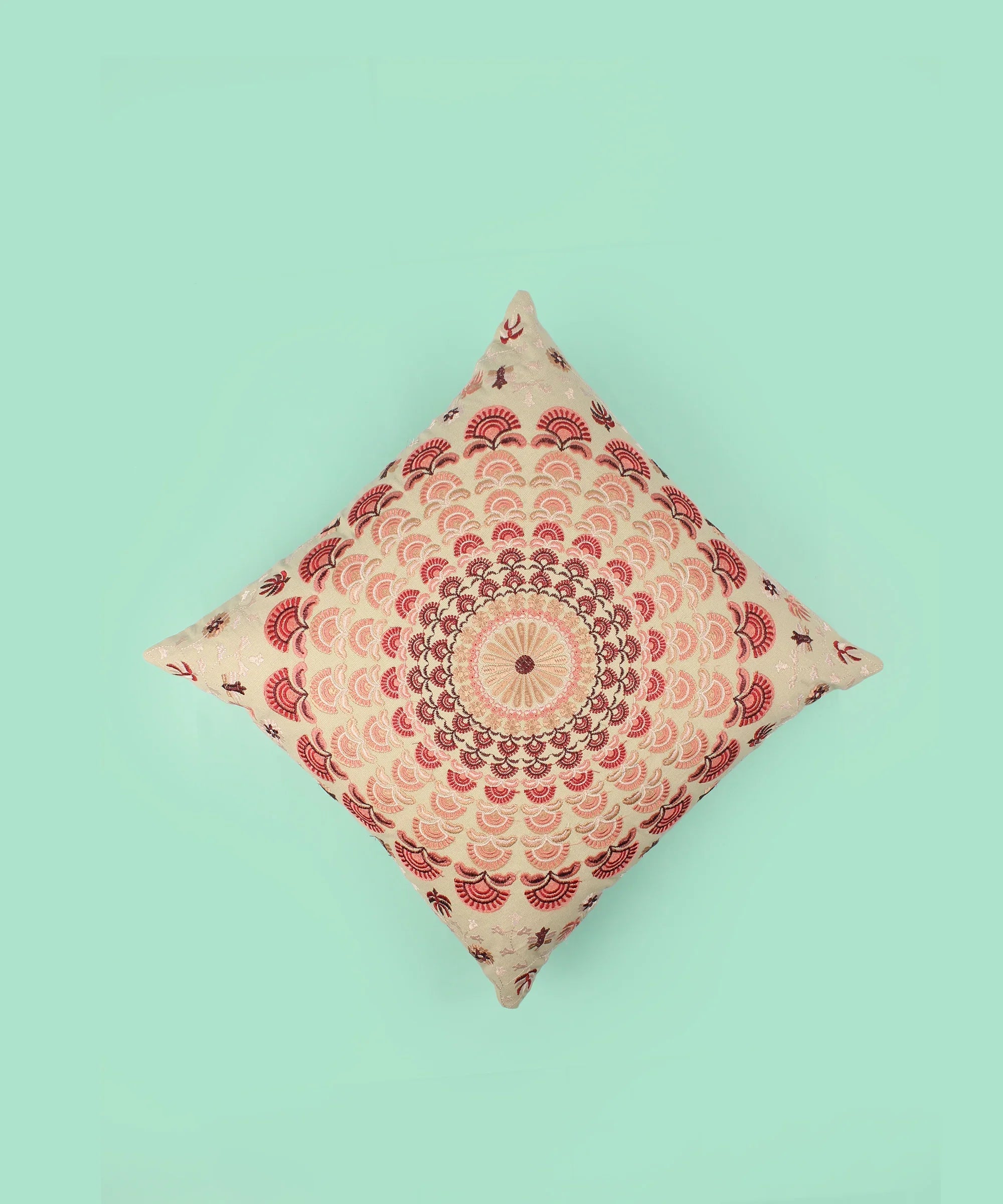 Multi-color Embroidered Cotton Cushion Cover - SanskrutiHomes 