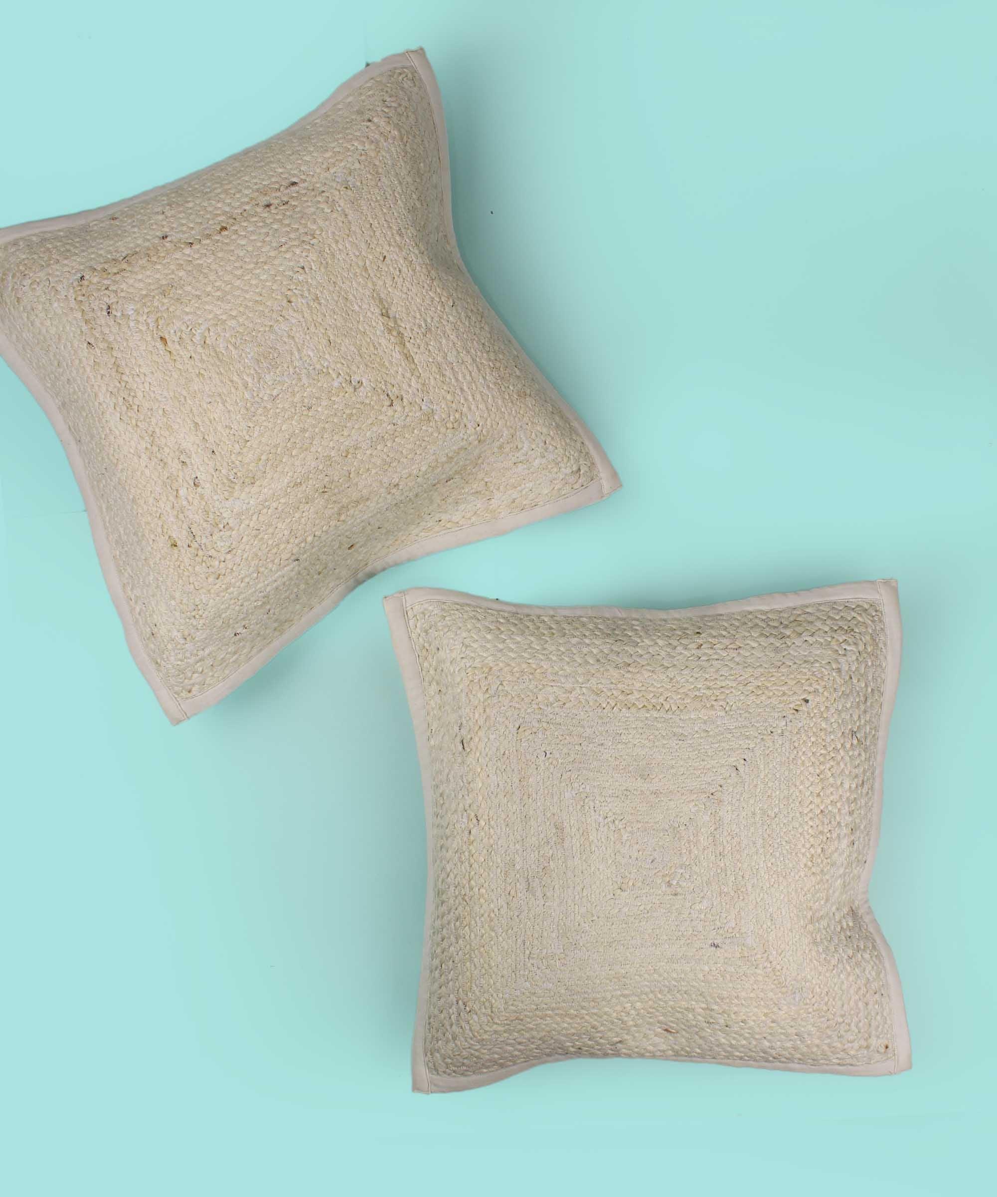 Natural 100% Jute Cushion Covers.(set of 2 ) - SanskrutiHomes 
