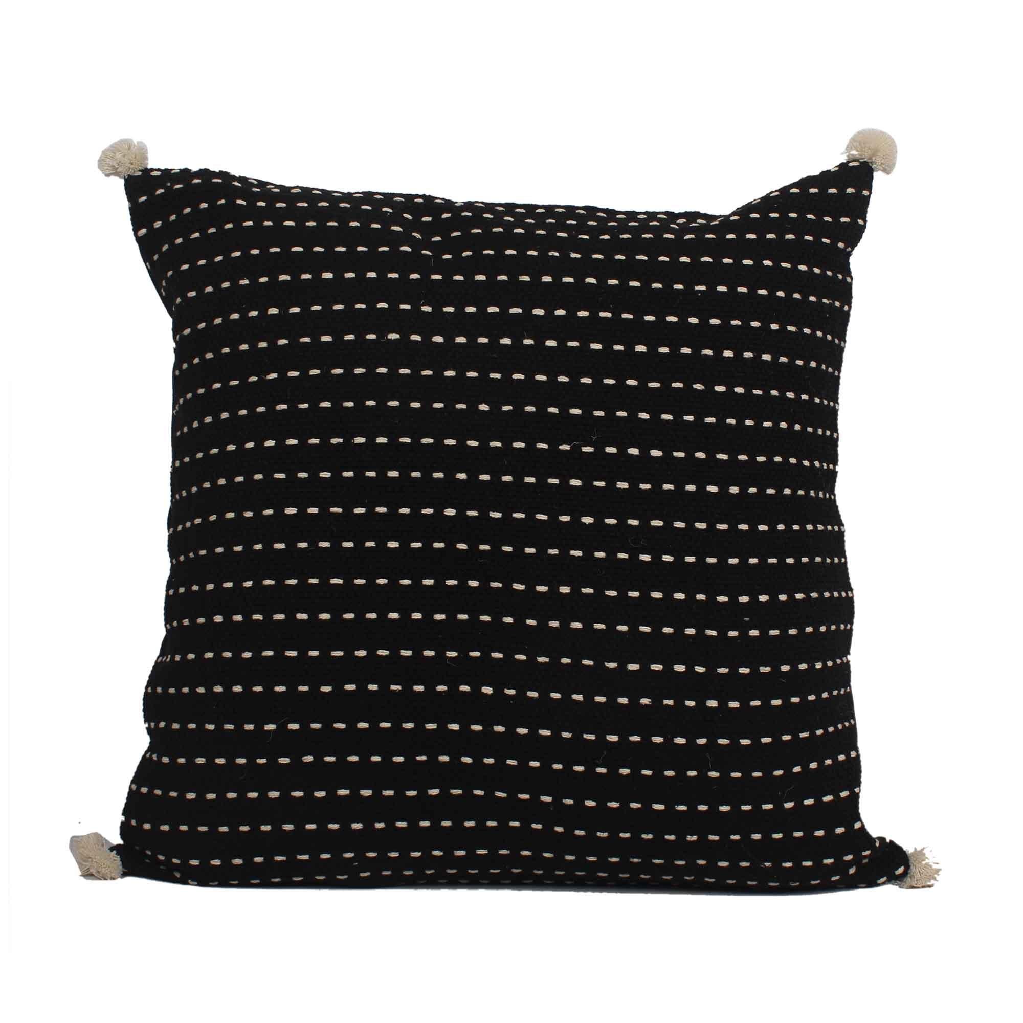 Black Kasha Set of 3 Cushion Covers - SanskrutiHomes 