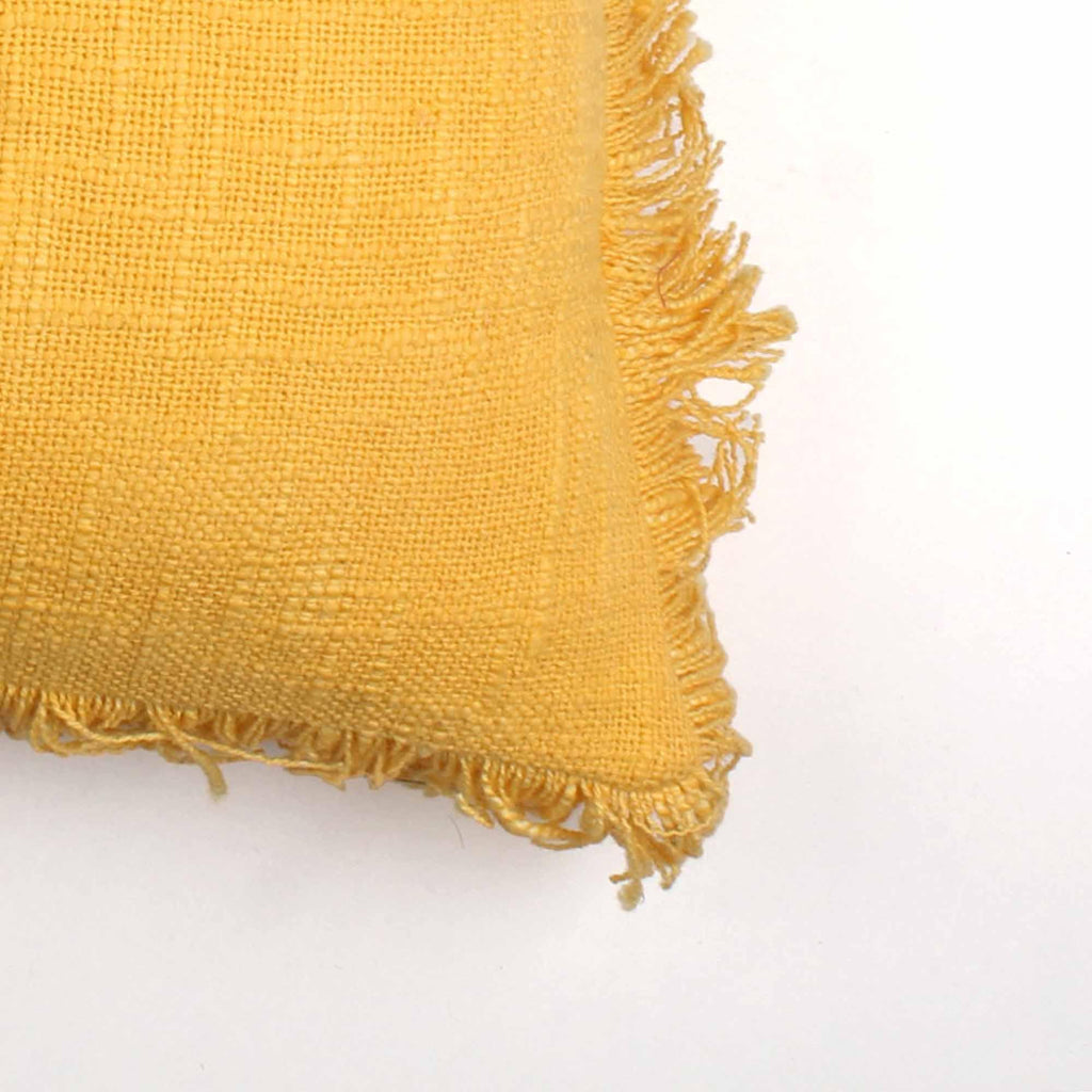 Yellow Ruffles Hand-made Pure Cotton Cushion Cover - SanskrutiHomes 
