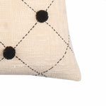 Off white pom-pom Hand-made Pure Cotton Cushion Cover - SanskrutiHomes 