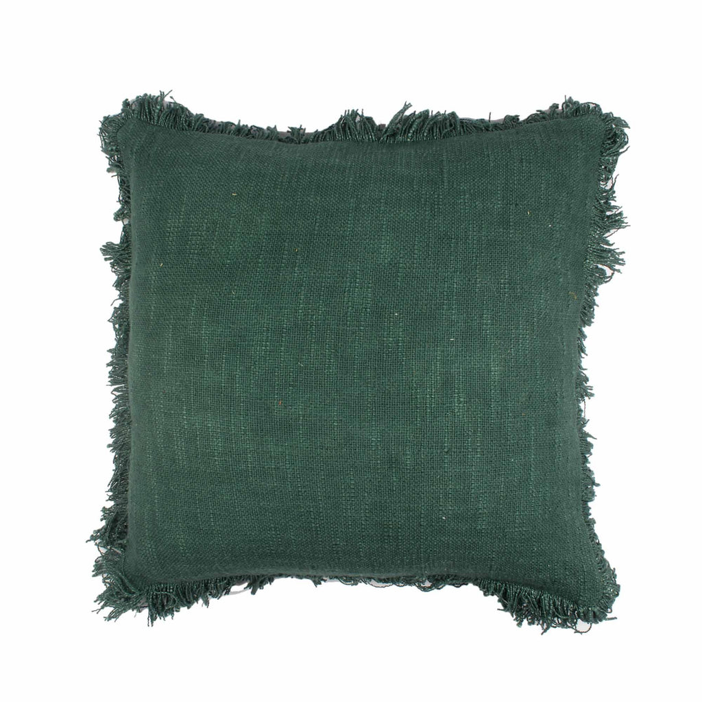 Bottle Green Hand-made Pure Cotton Cushion Cover - SanskrutiHomes 