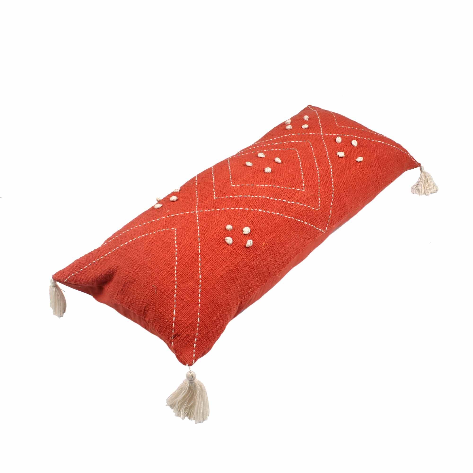 Hand-made Cotton handloom lumbar pillow cover - SanskrutiHomes 