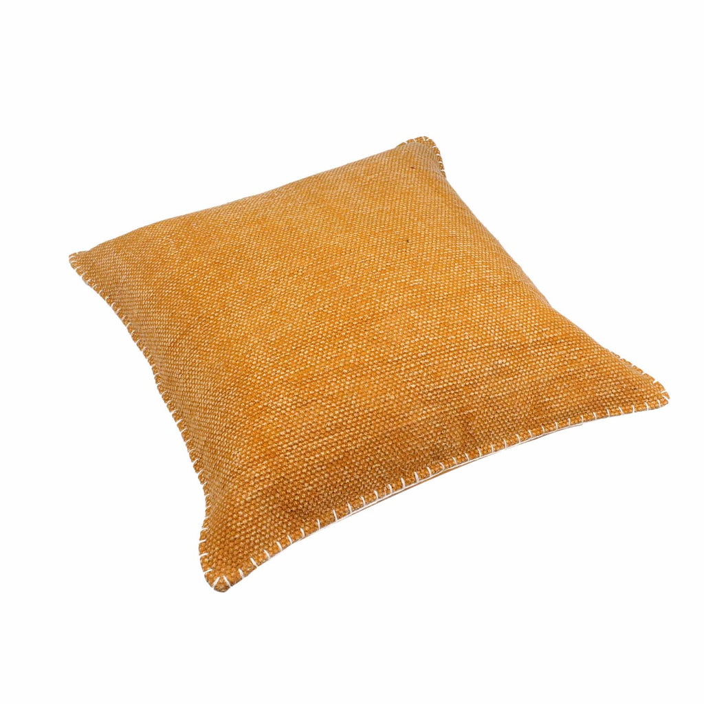 Yellow Hand-made Cotton rug Cushion Cover - SanskrutiHomes 