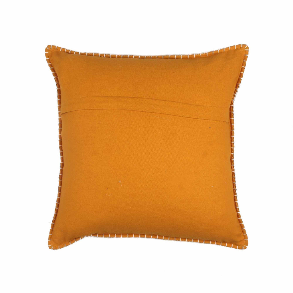 Yellow Hand-made Cotton rug Cushion Cover - SanskrutiHomes 