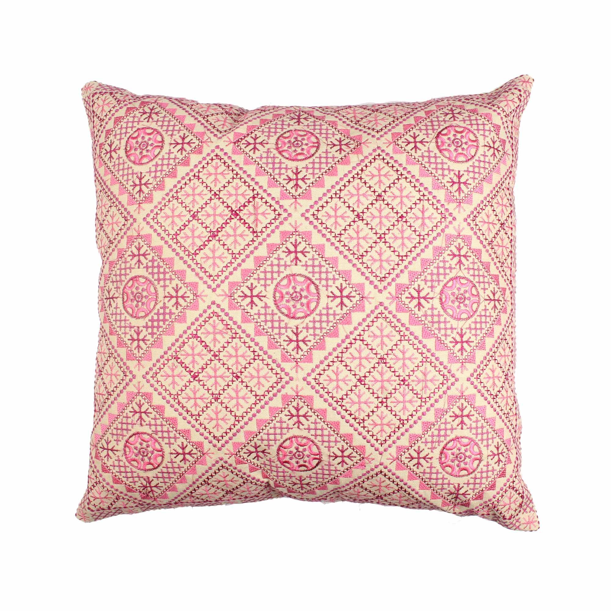 Pink Hand-made Cotton Cushion Cover - SanskrutiHomes 