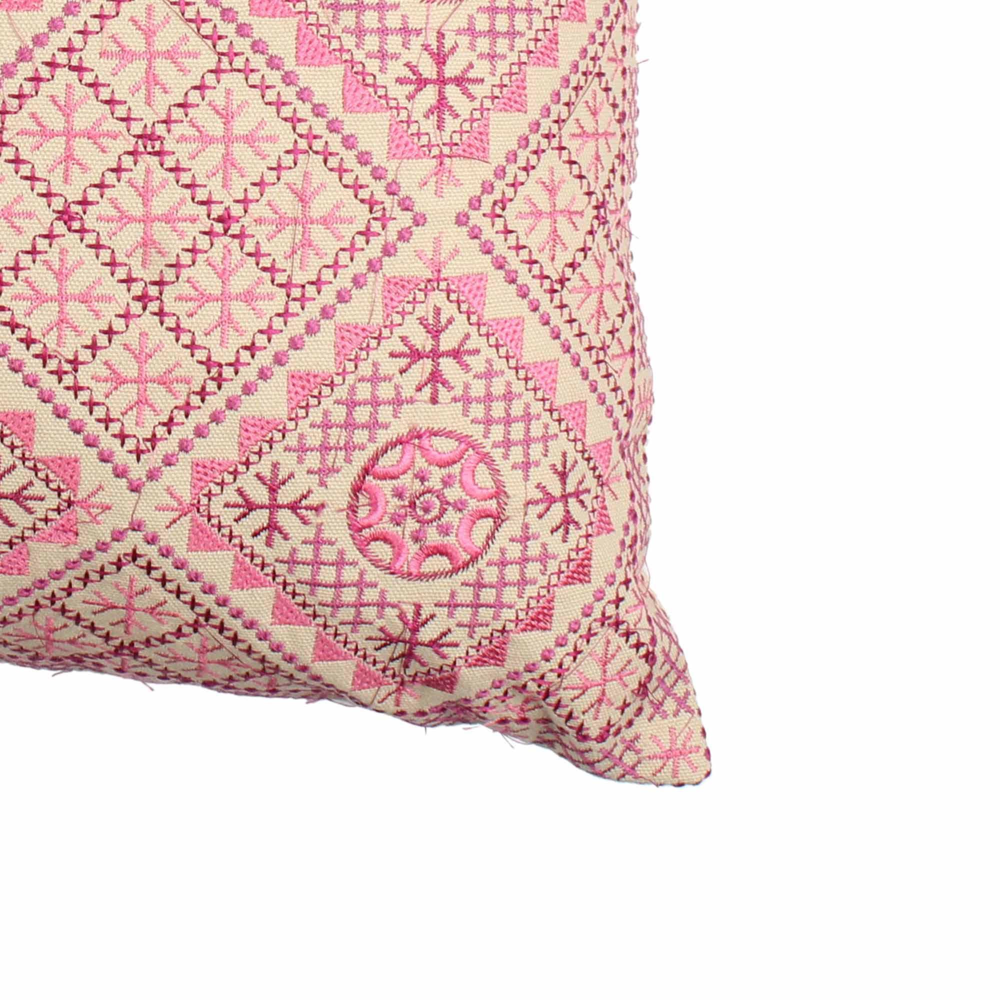 Pink Hand-made Cotton Cushion Cover - SanskrutiHomes 