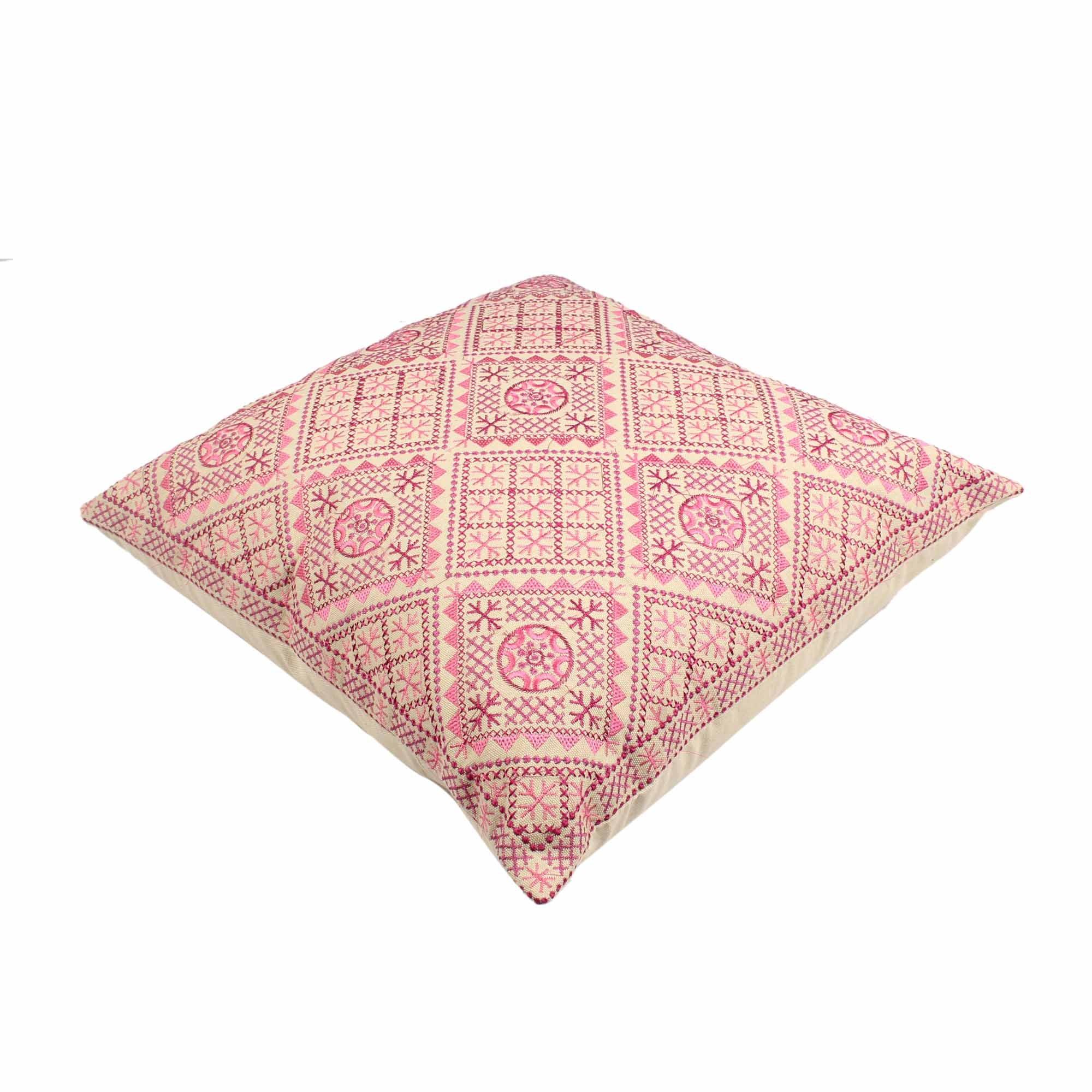 Pink Hand-made Cotton Cushion Cover - SanskrutiHomes 