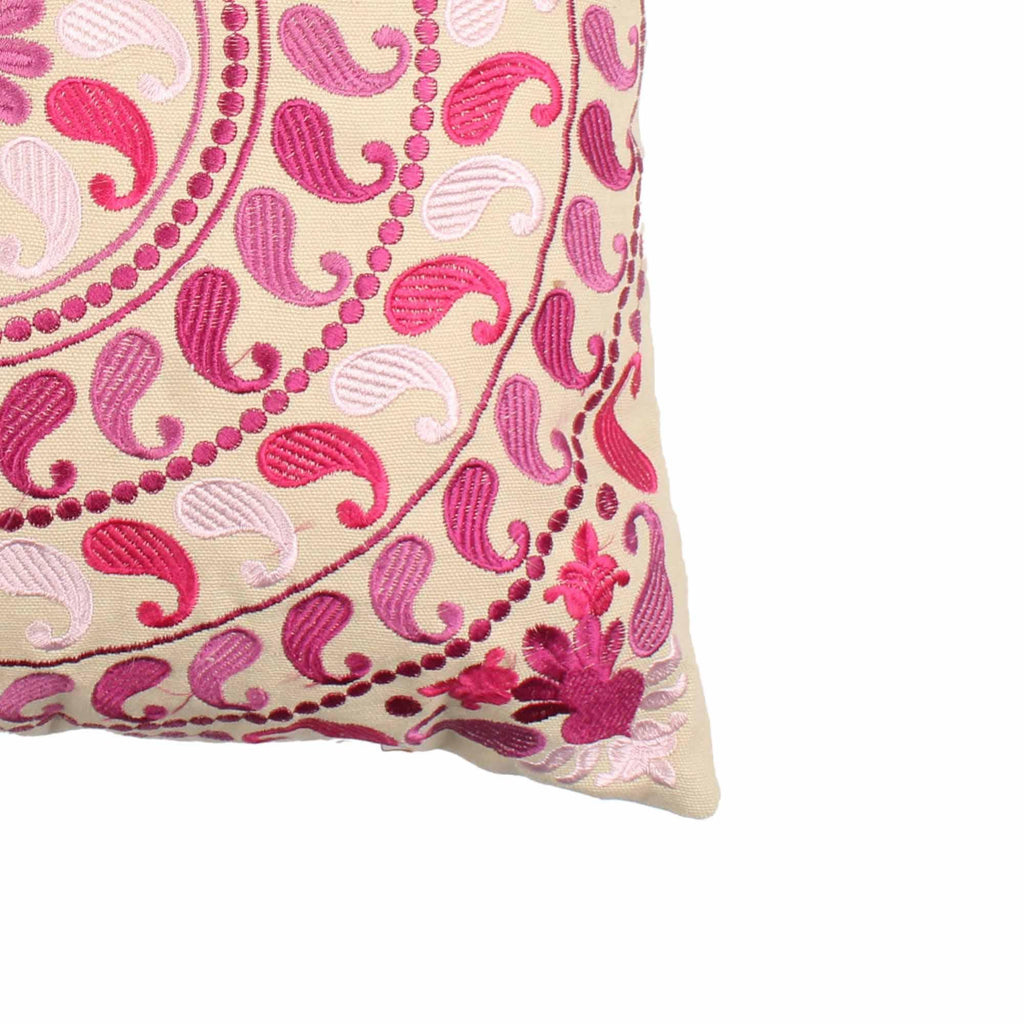 Multi-color Hand-made Cotton Embroidered Cushion Cover - SanskrutiHomes 