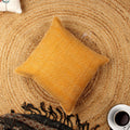 Yellow Hand-made Cotton rug Cushion Cover - SanskrutiHomes 