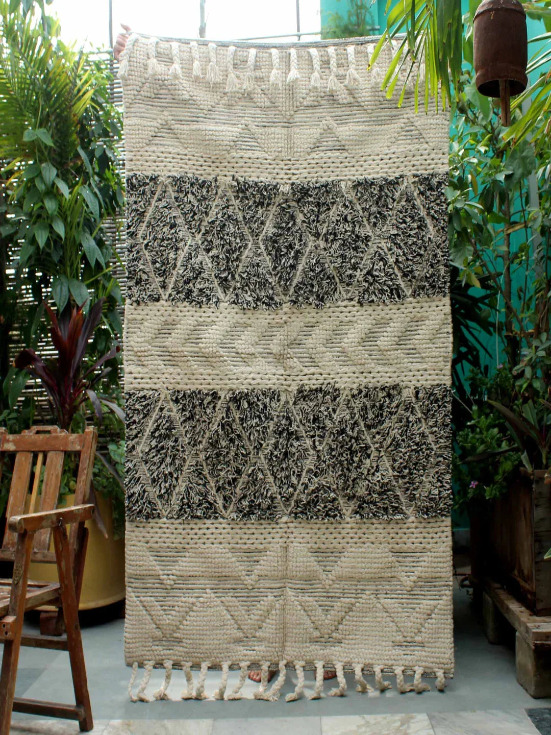 Hand-weaved 100% Cotton Designer Rug - SanskrutiHomes 