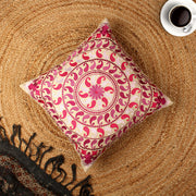 Multi-color Hand-made Cotton Embroidered Cushion Cover - SanskrutiHomes 